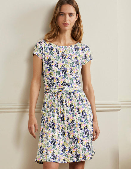 Amelie Jersey Dress-Multi, Lemon Foliage