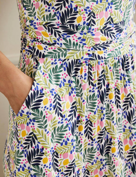 Amelie Jersey Dress-Multi, Lemon Foliage