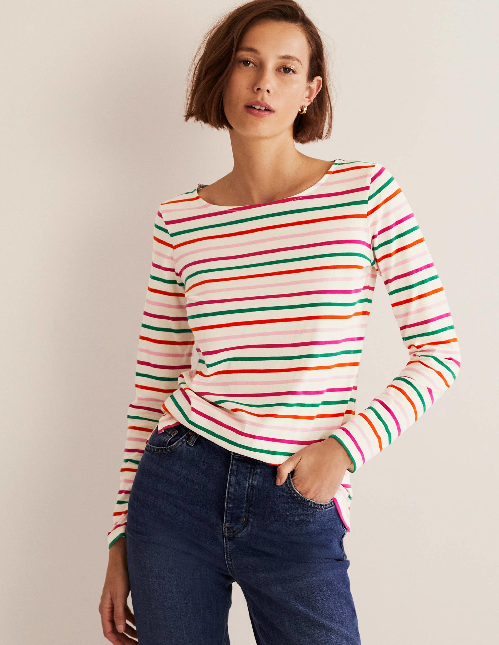 Long Sleeve Breton Top-Bon Bon and Firecracker Stripe-5