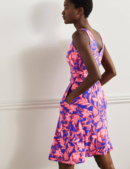 Effie V-Neck Jersey Dress-Strawberry Daiquiri Wild Flora-4