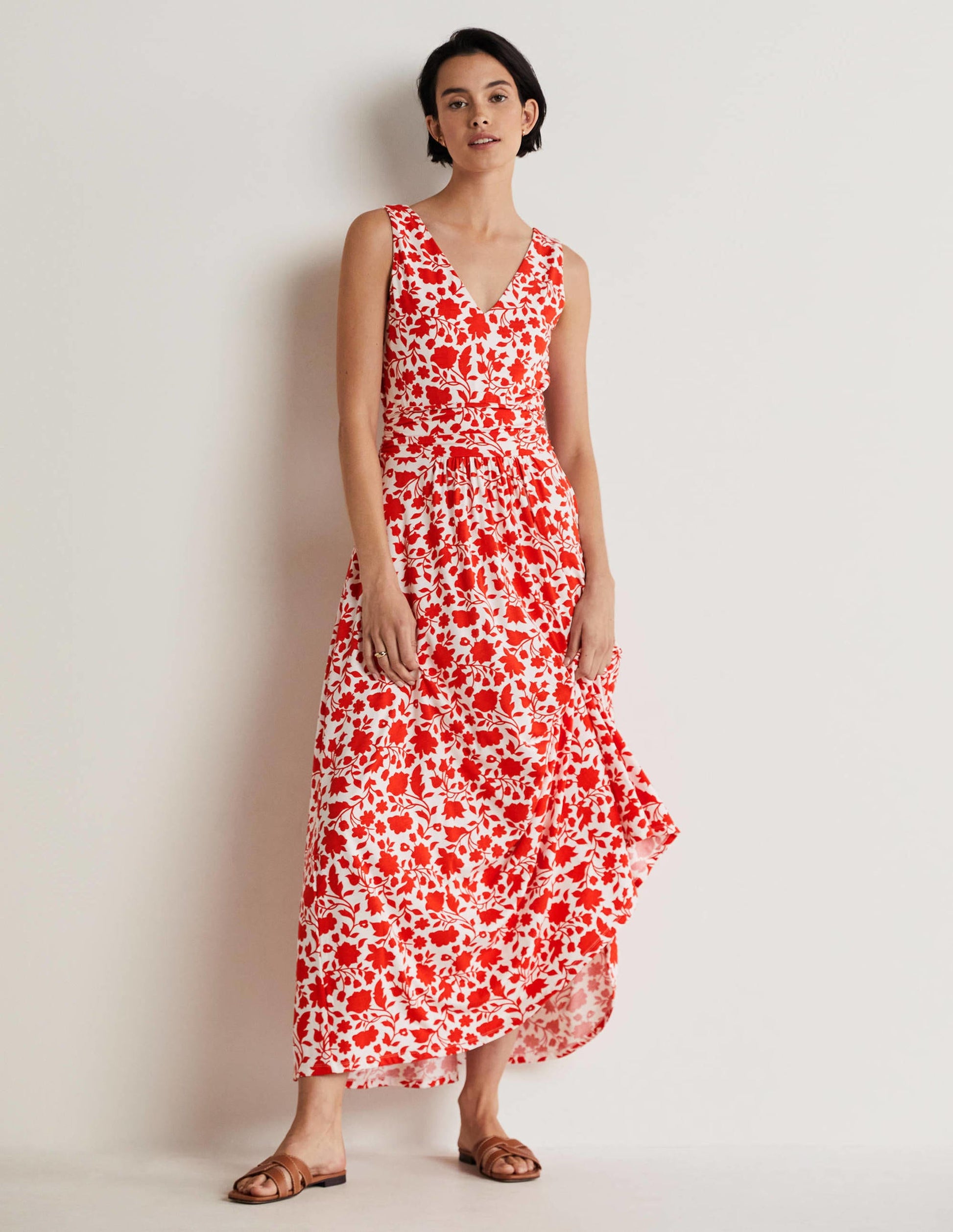 Sienna Jersey Maxi Dress-Papaya, Botanic Silhouette-1