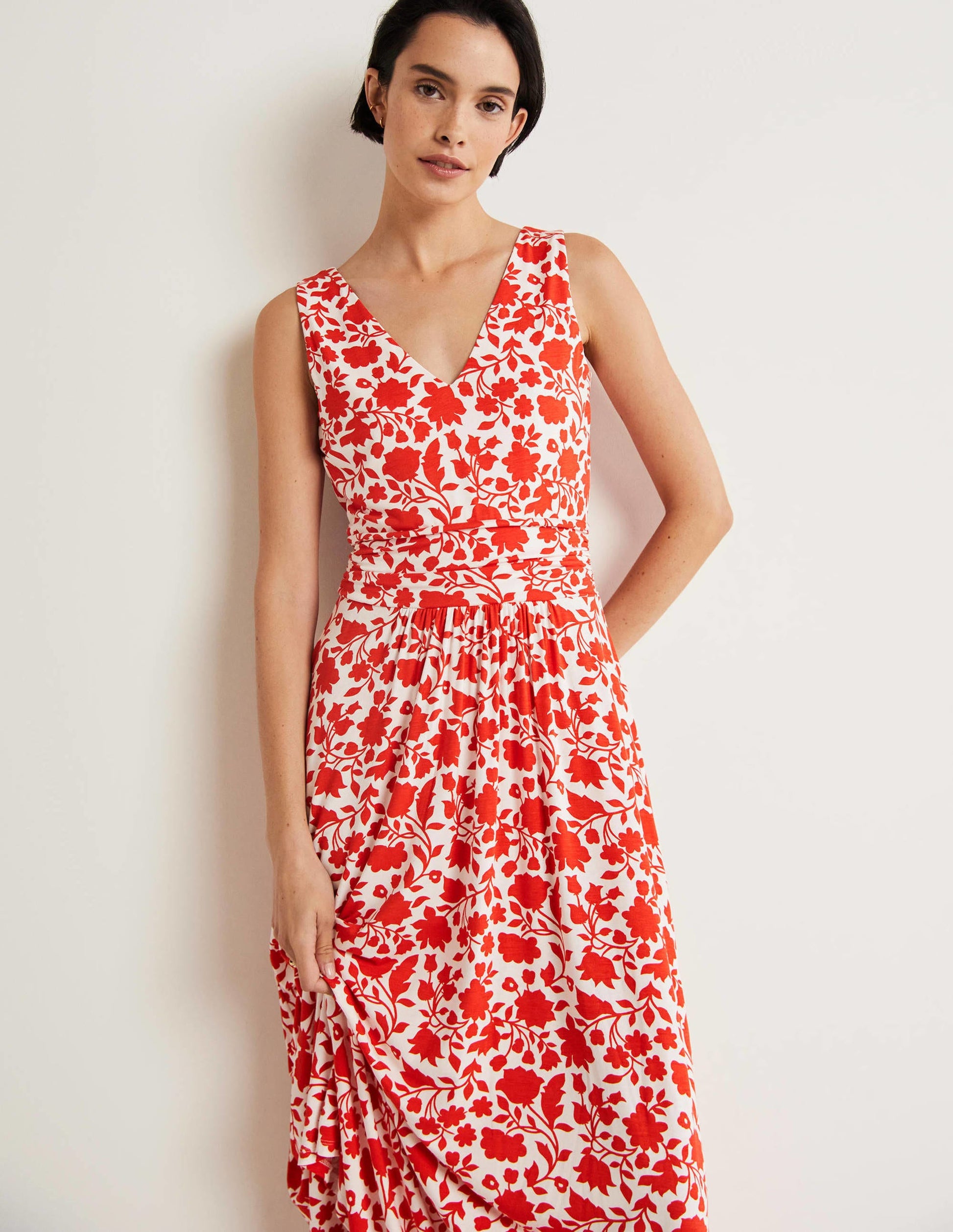 Sienna Jersey Maxi Dress-Papaya, Botanic Silhouette-5