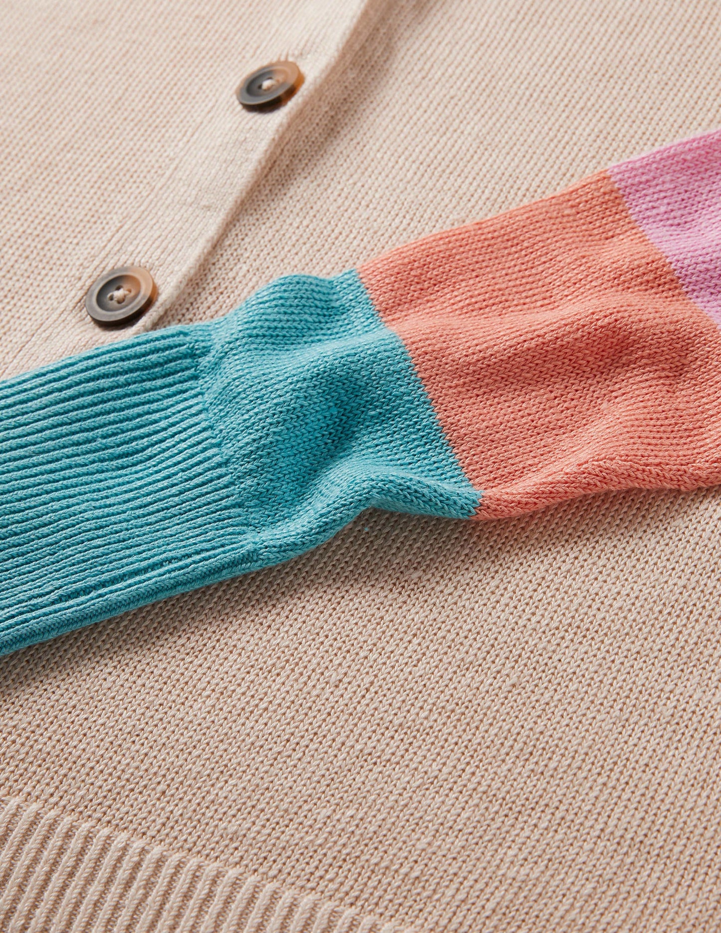 Colourblock Linen Cardigan-Chalky Coral Bon Bon