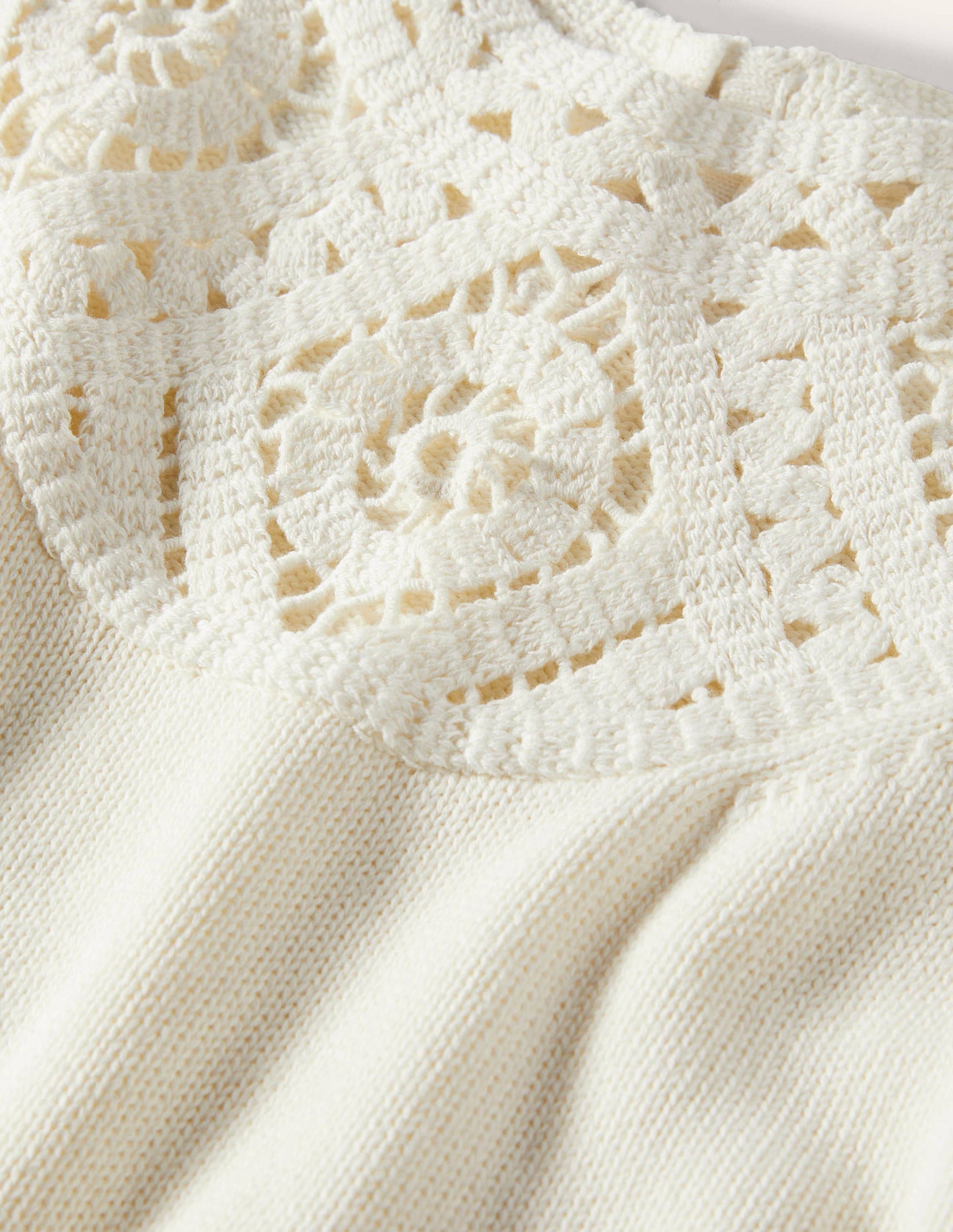 Crochet Detail Knitted T-shirt-Ivory-6
