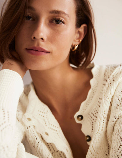 Scallop Crochet Cardigan-Ivory-4