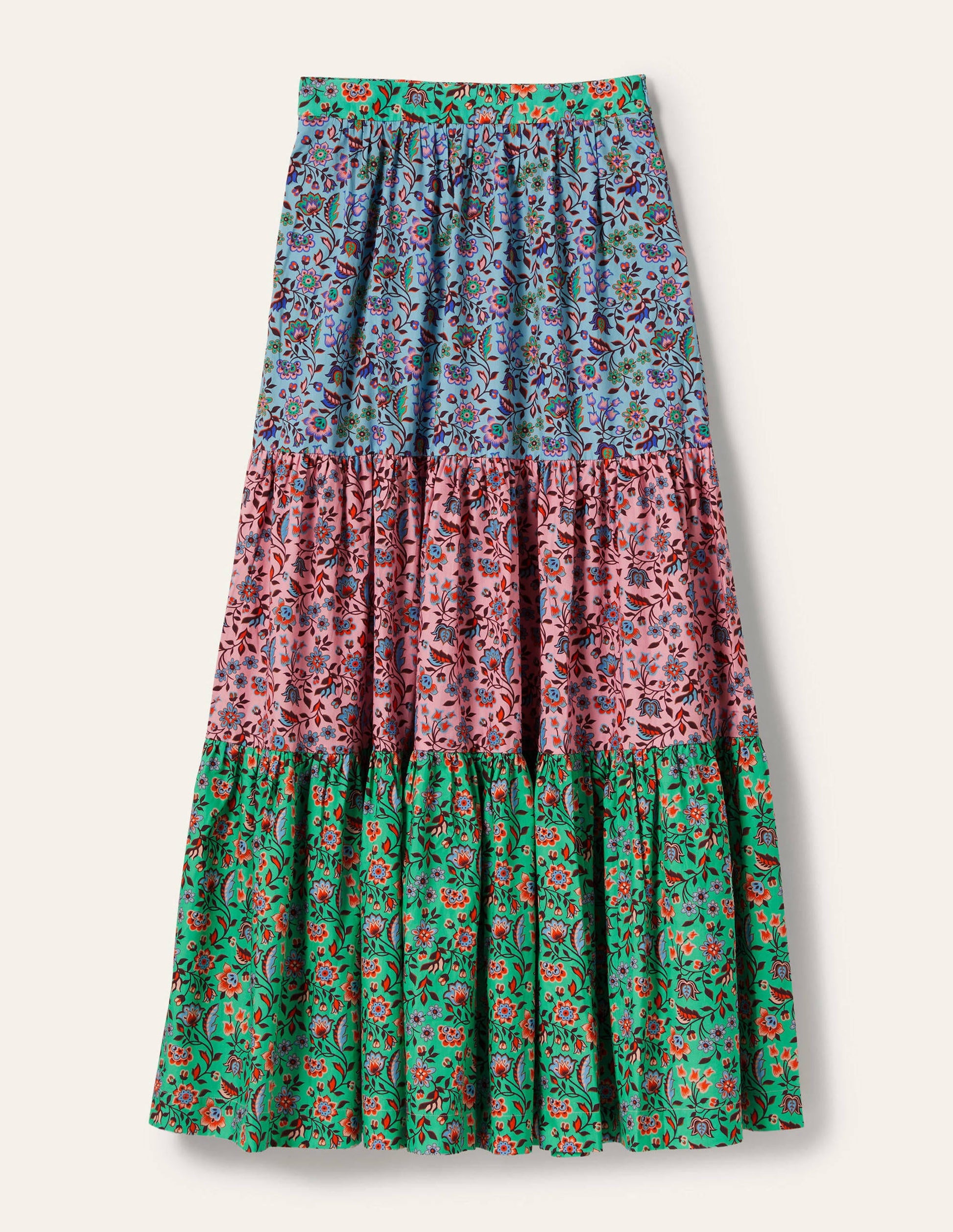 Lorna Tiered Maxi Skirt-Formica Pink, Oriental Meadow-5