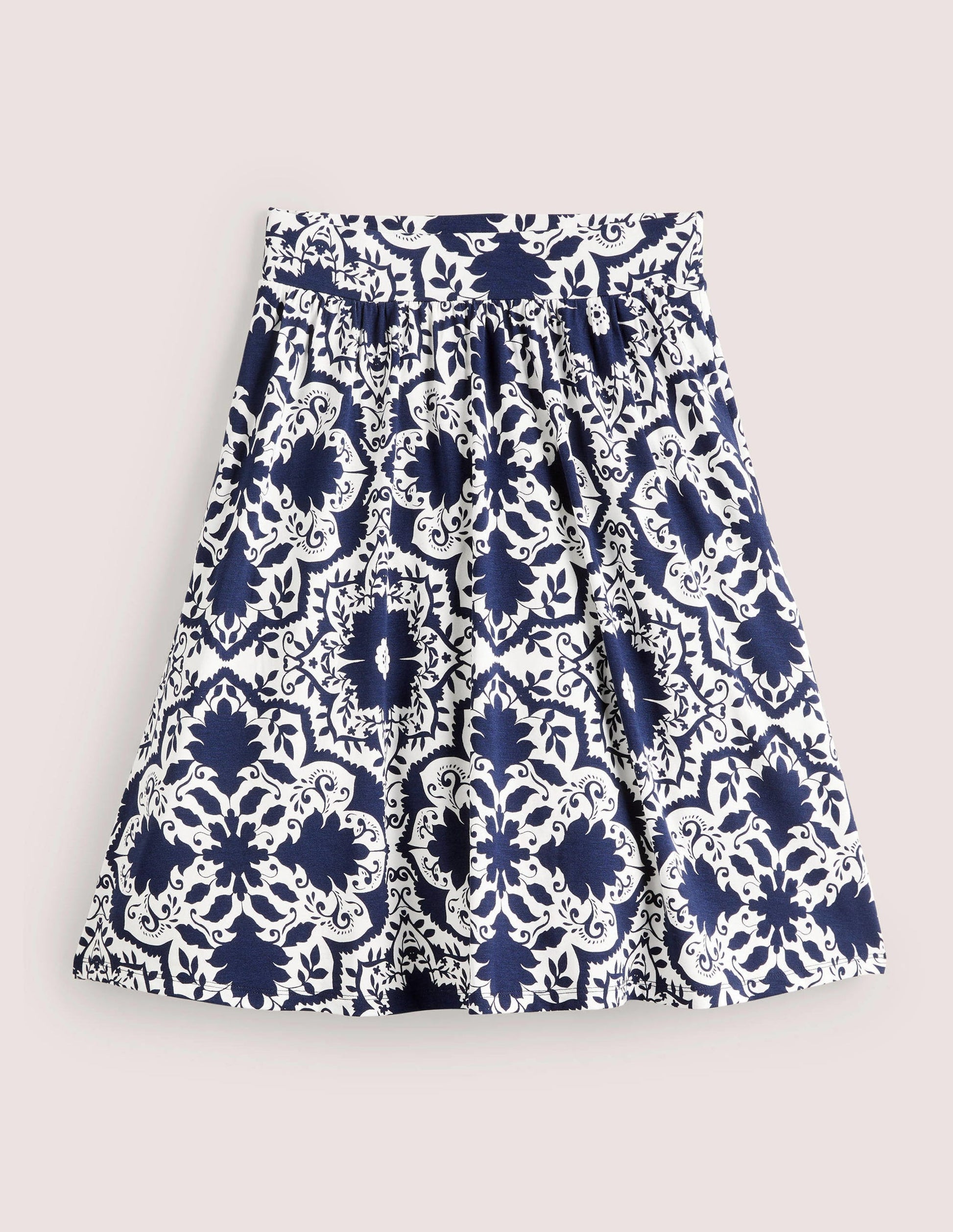 Pull On Jersey Mini Skirt-French Navy, Bloomsbury Mono-5