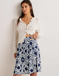 Pull On Jersey Mini Skirt-French Navy, Bloomsbury Mono