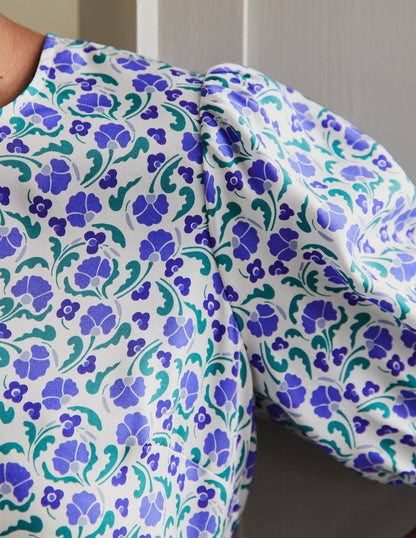 Adriana Puff Sleeve Top-Bluebell, Delicate Bud-2