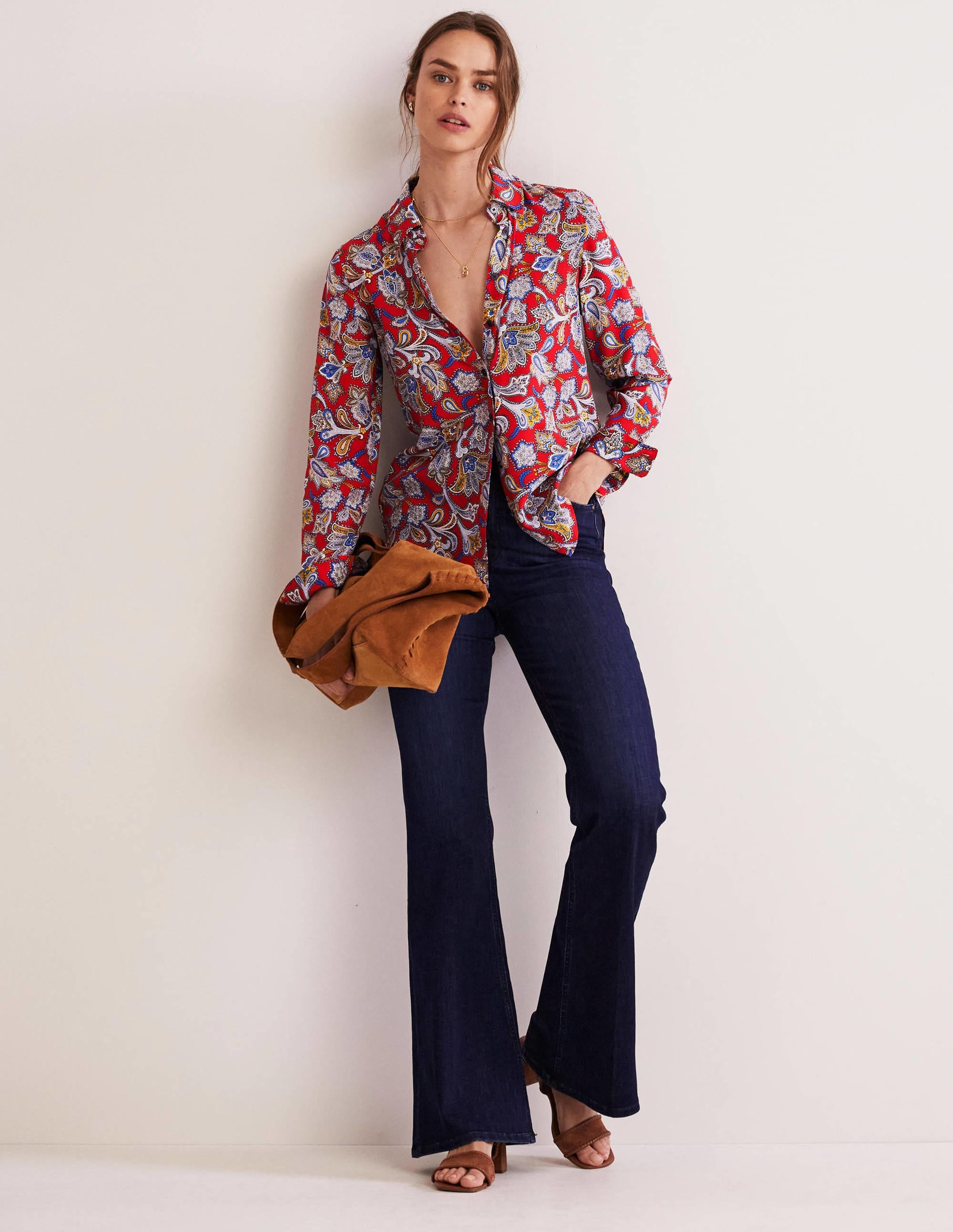 Silk Shirt-Aurora Red, Paisley Bud - Image 1