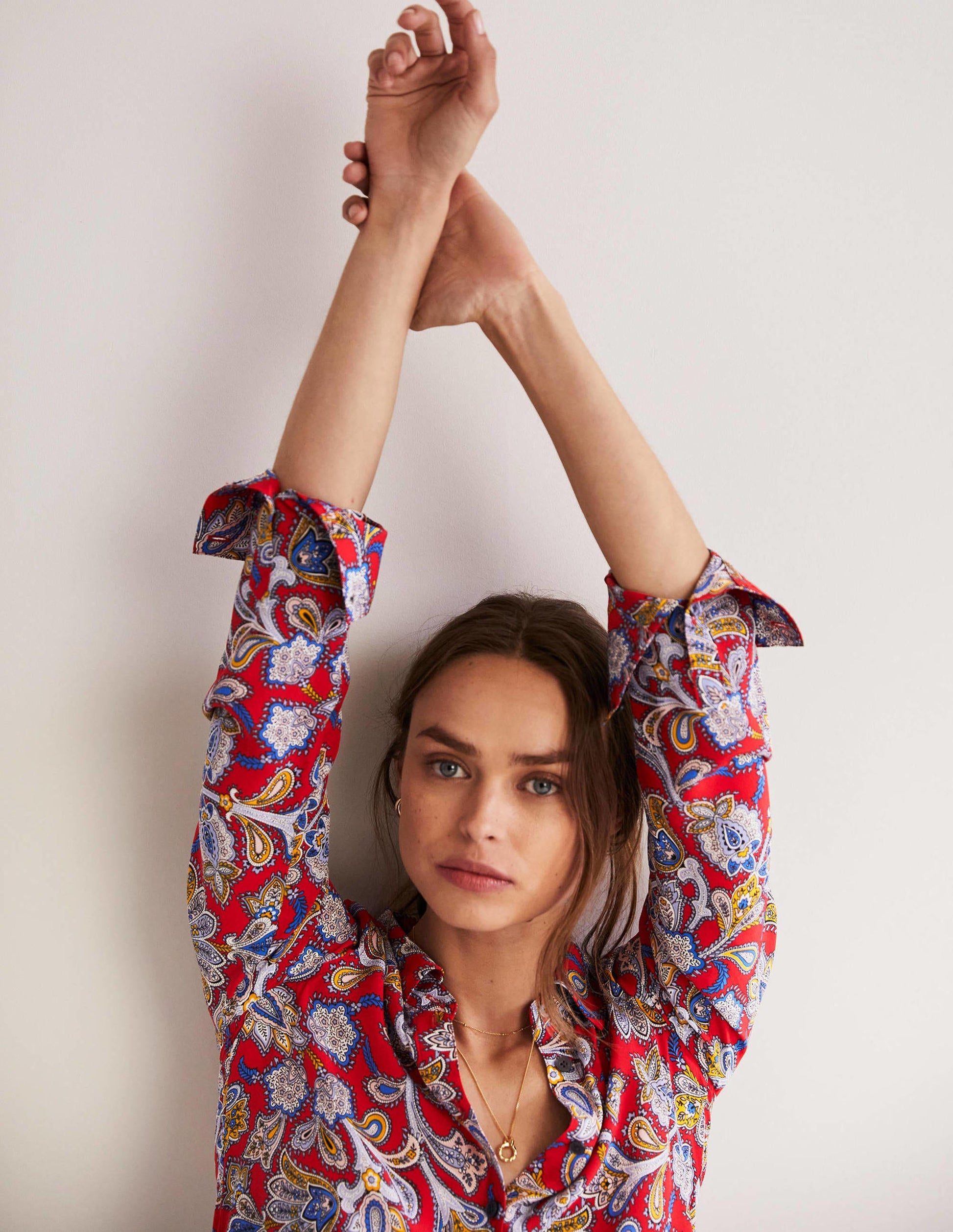 Silk Shirt-Aurora Red, Paisley Bud-5