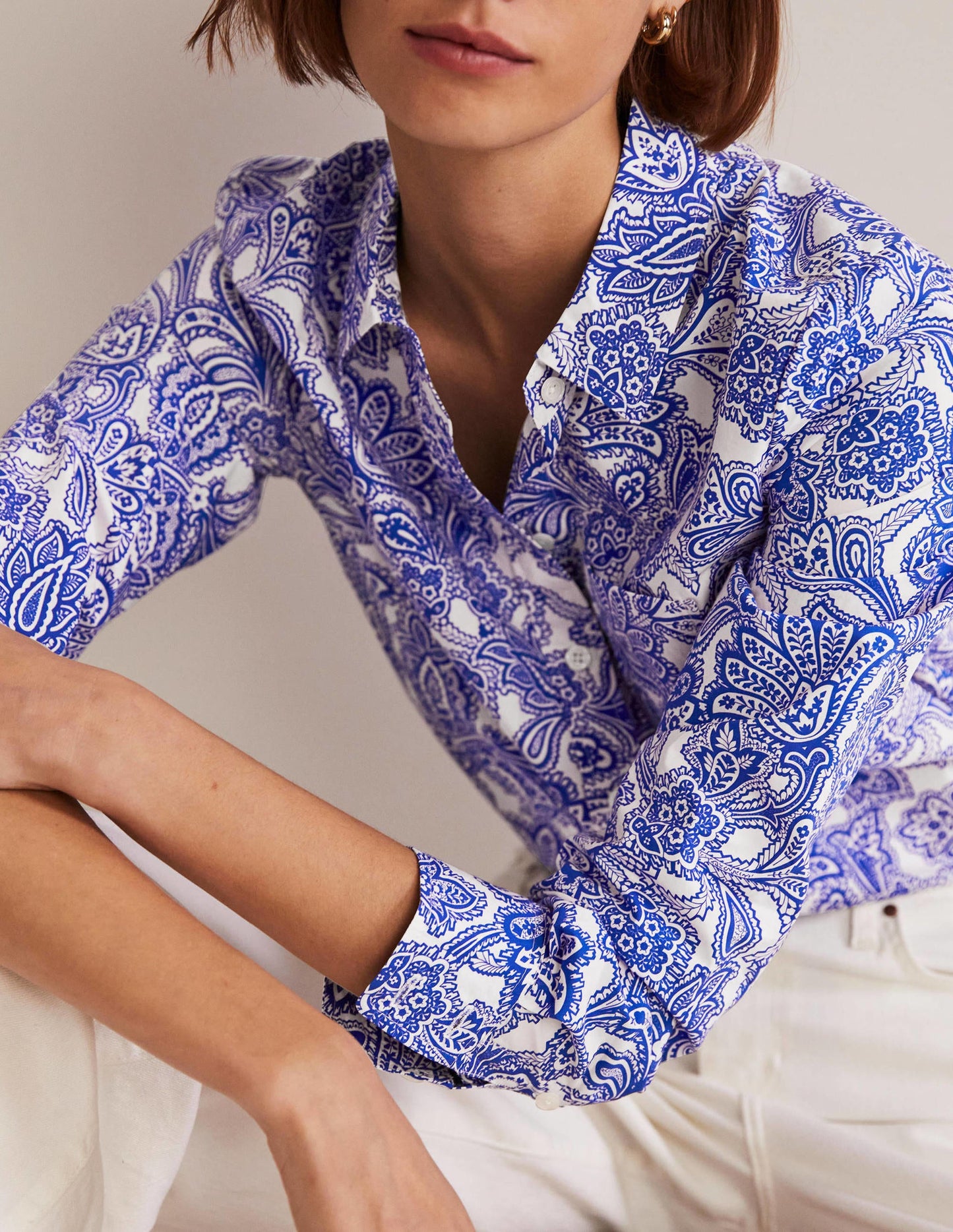 Classic Cotton Shirt-Atlantic Ocean, Paisley Bud