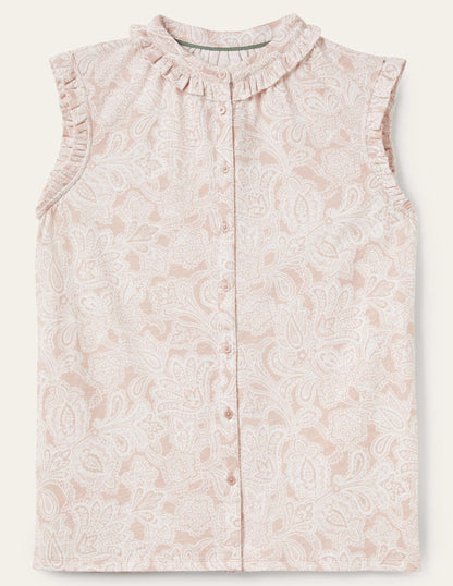 Daphne Frilly Sleeveless Shirt-Milkshake, Paisley Bud-7