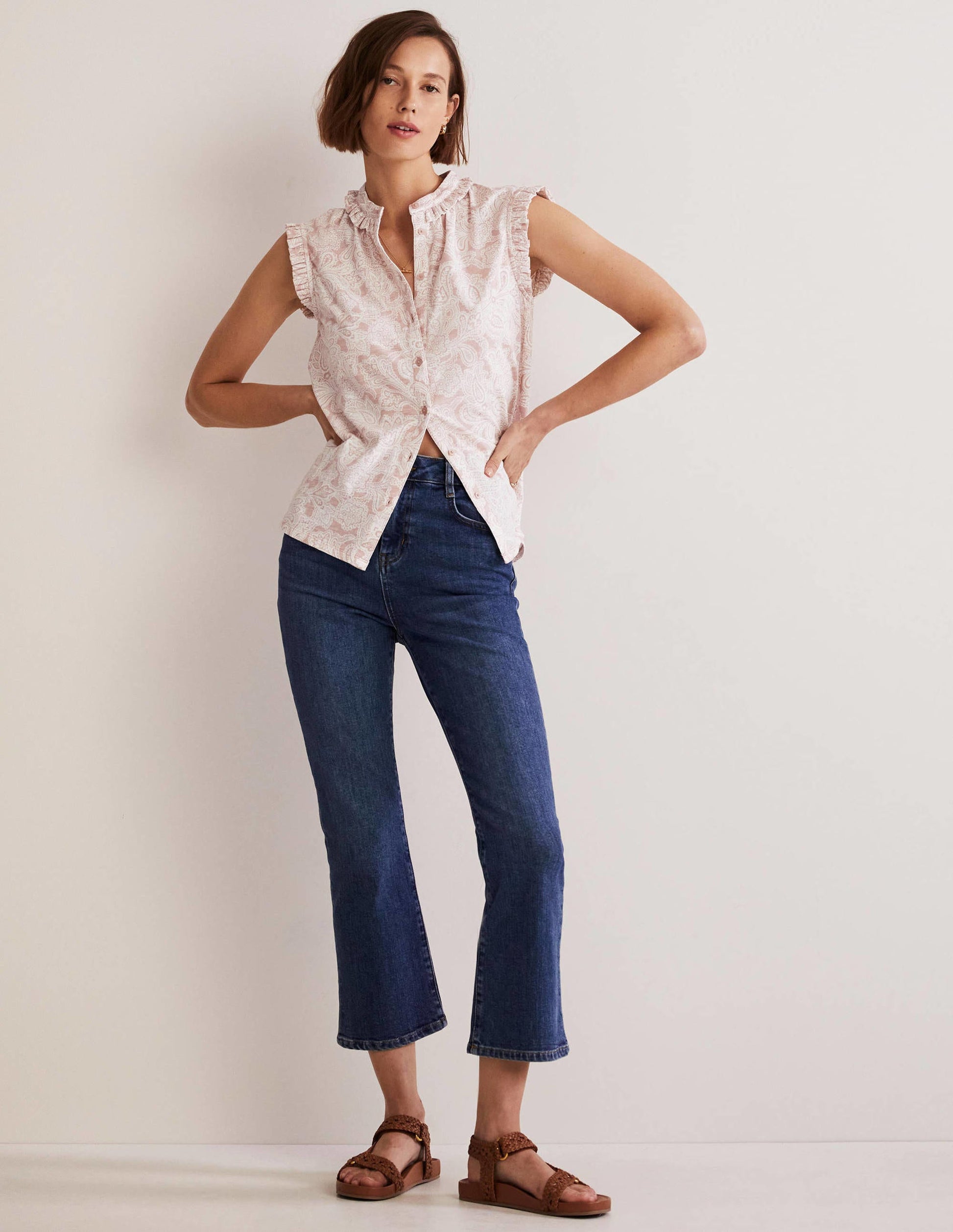 Daphne Frilly Sleeveless Shirt-Milkshake, Paisley Bud-5