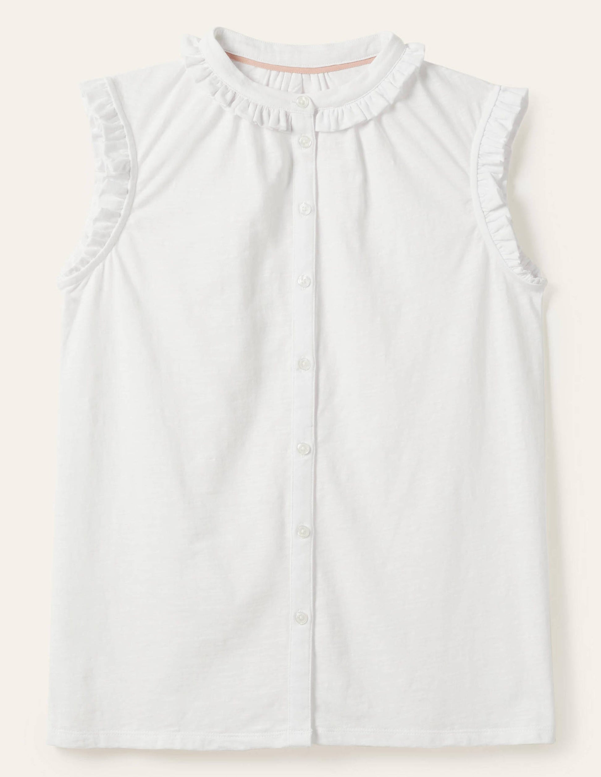 Daphne Frilly Sleeveless Shirt-White-6