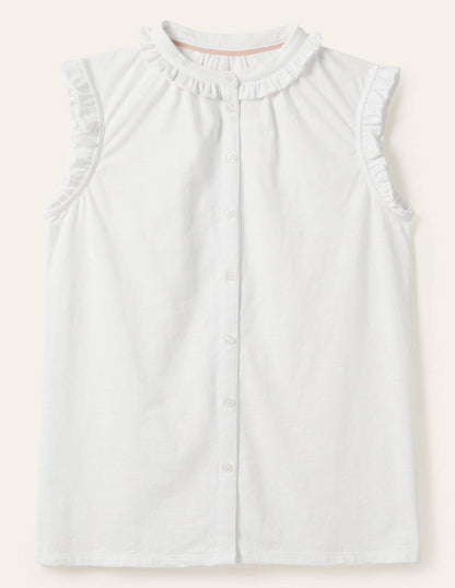 Daphne Frilly Sleeveless Shirt-White-6