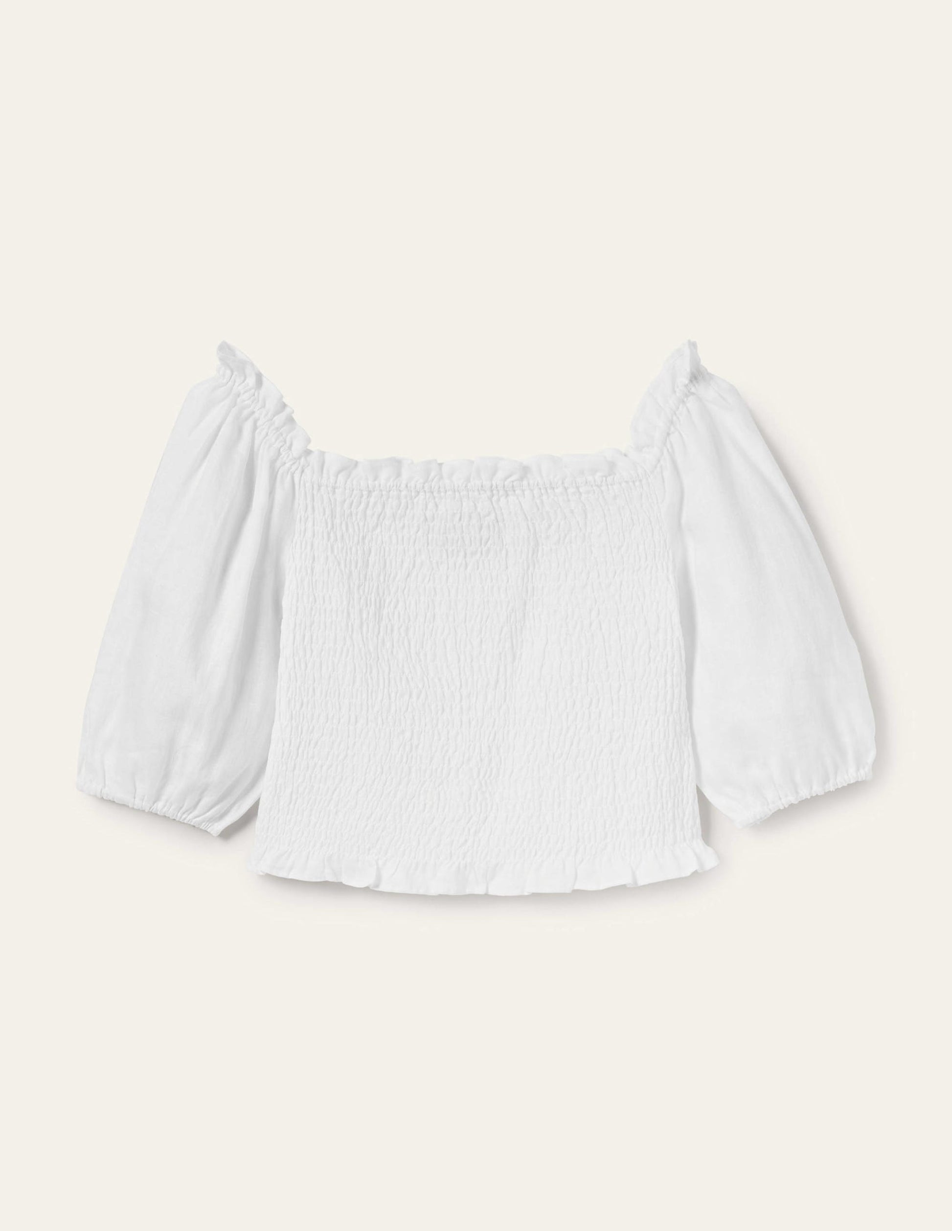 Carrie Smocked Linen Top-White-5