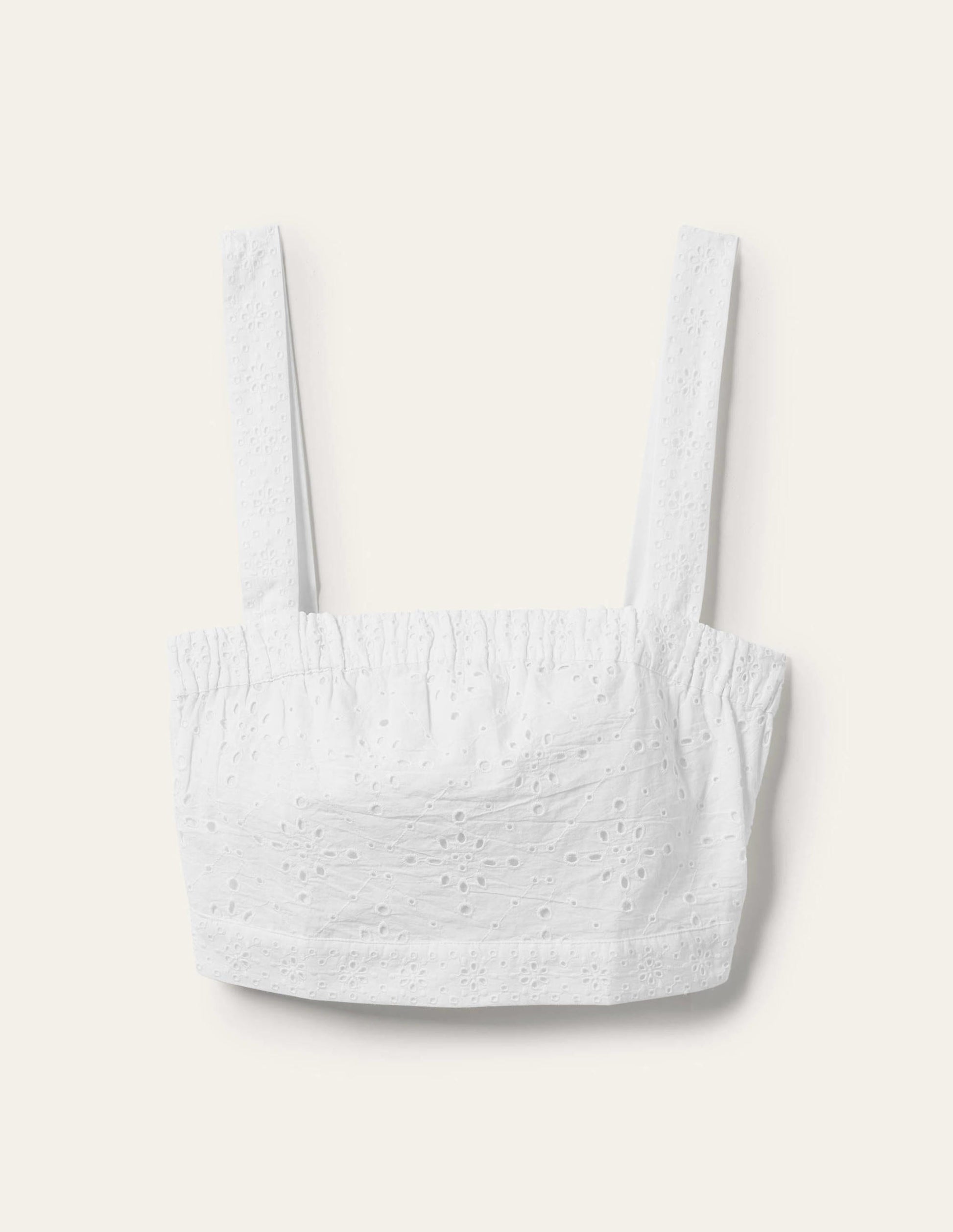 Cropped Cotton Top-White, Broderie-6