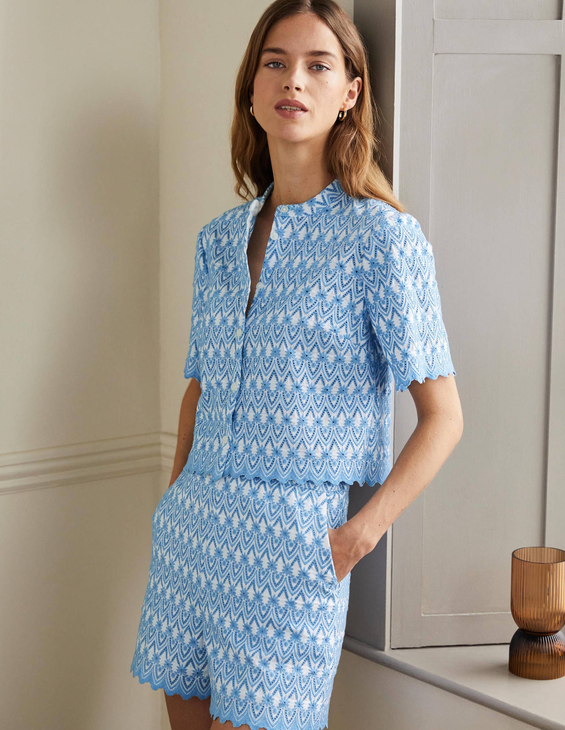 Tamsin Broderie Cotton Top-Dusty Blue-1