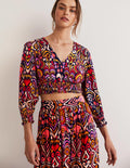 Grace Crinkle Co-ord Top-Navy, Ikat Charm