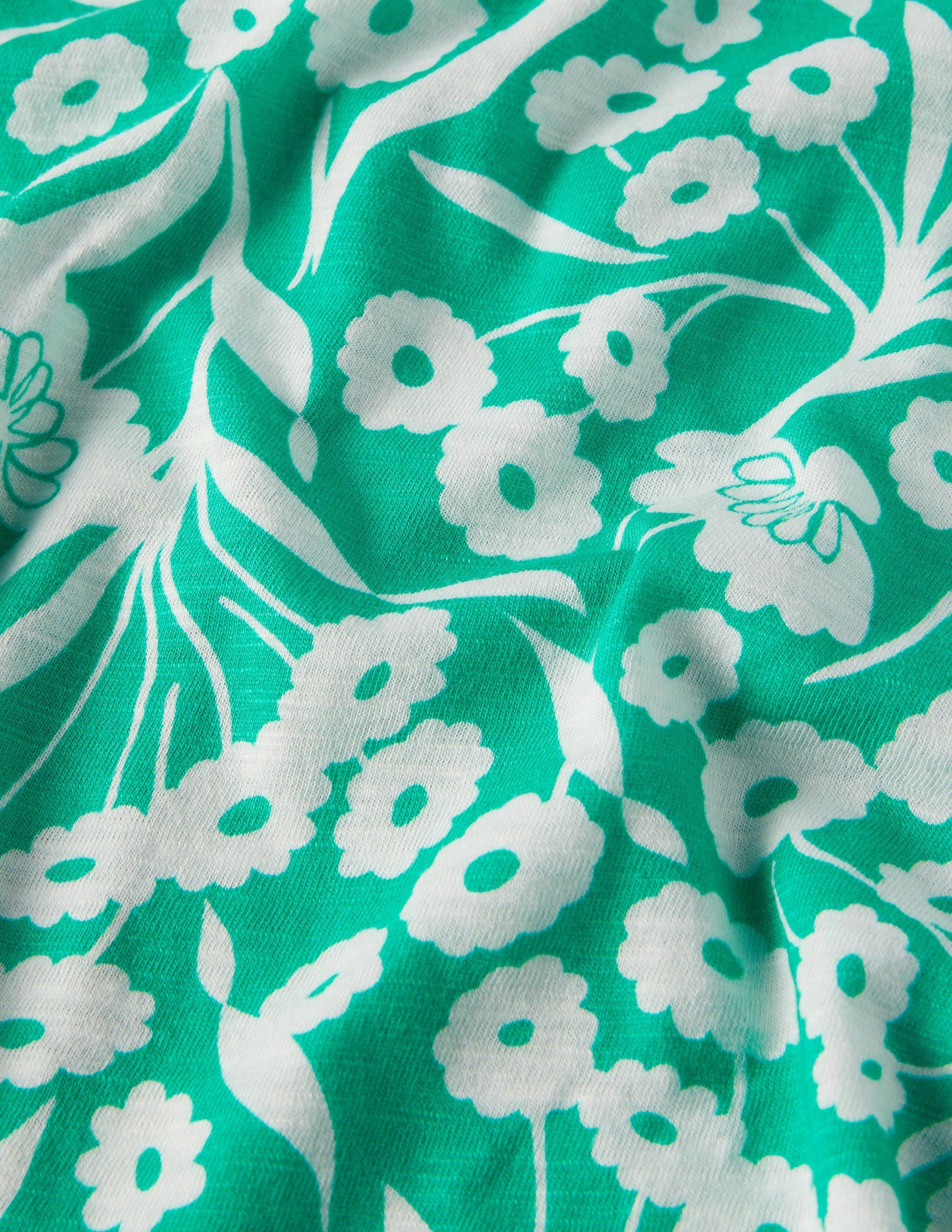V-Neck Twist Back Jersey Top-Emerald, Floret Bud-6