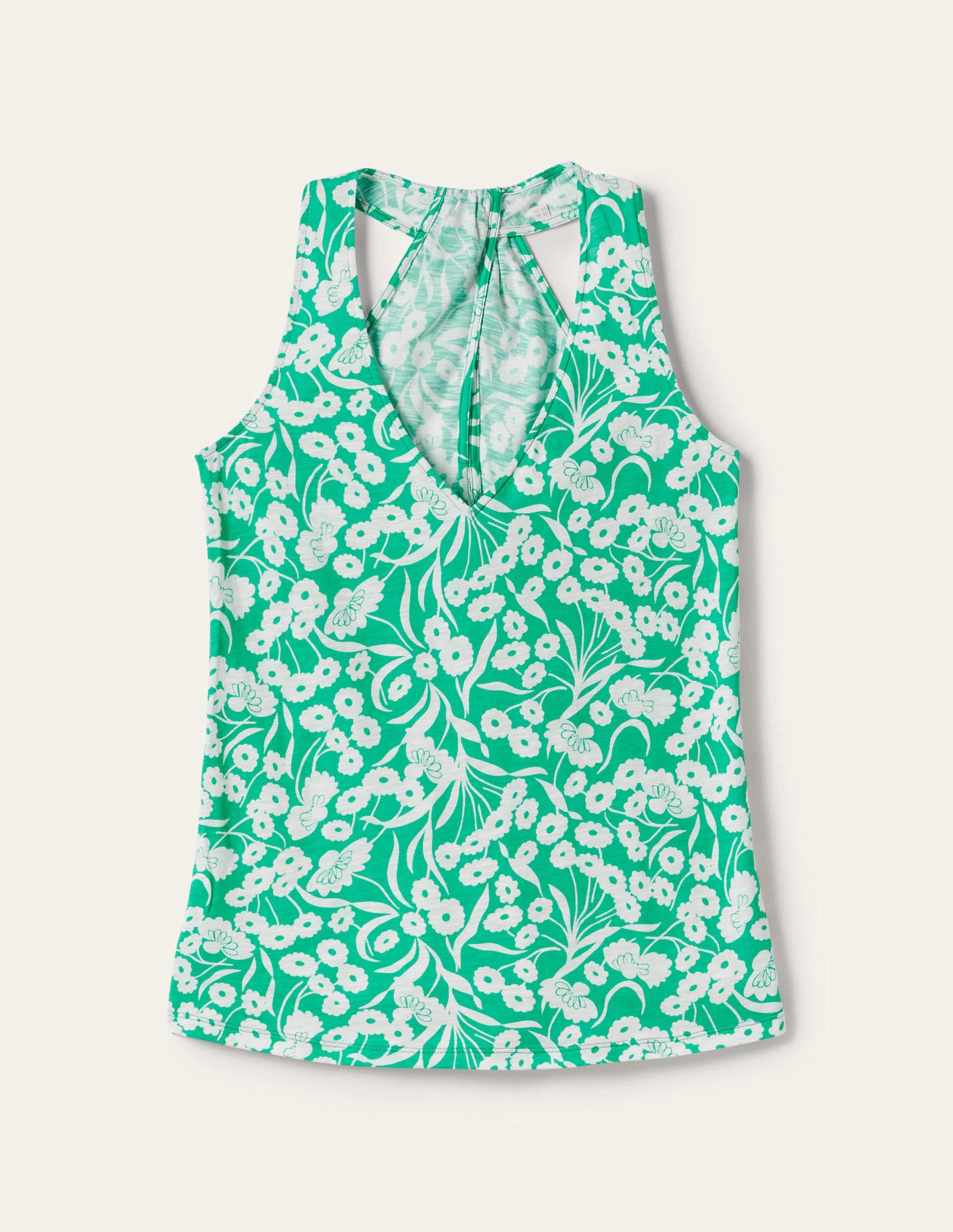 V-Neck Twist Back Jersey Top-Emerald, Floret Bud - Image 7