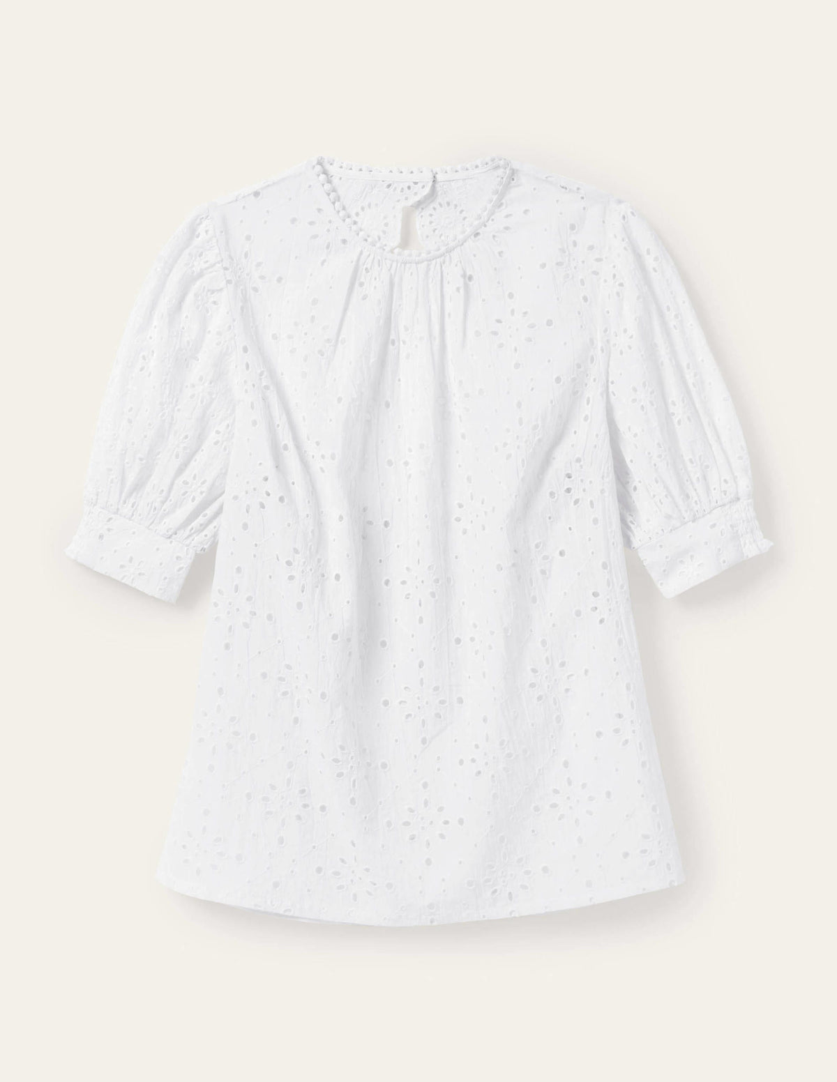 Broderie Cut-Out Detail Top-White - Image 7
