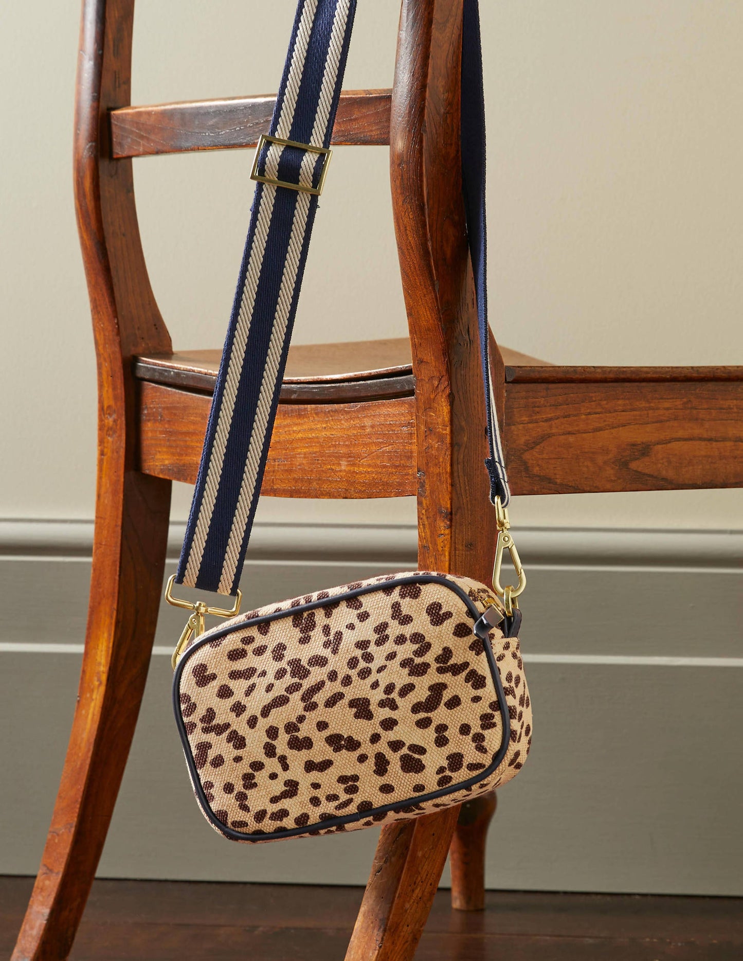 Canvas Crossbody Bag-Natural Leopard