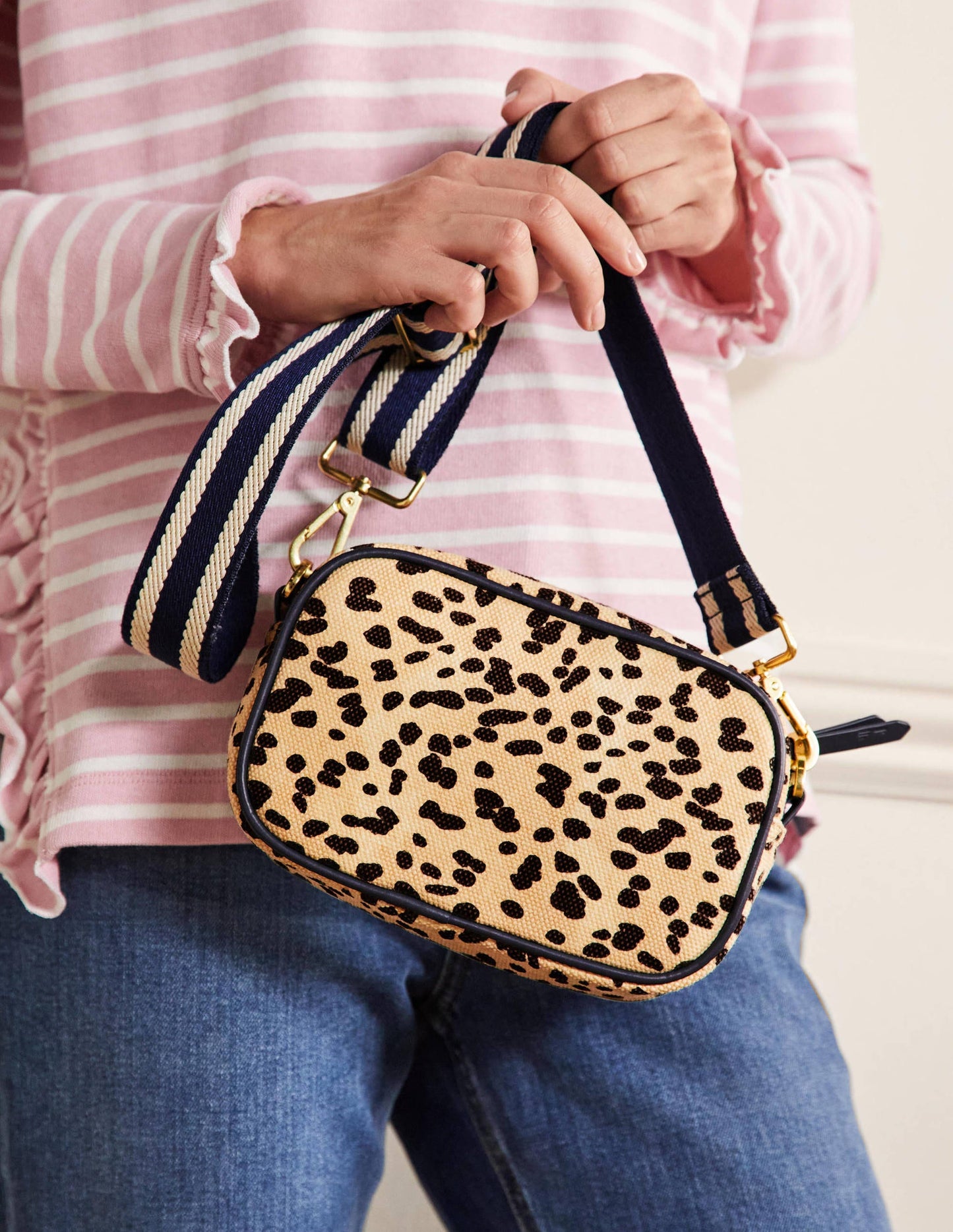 Canvas Crossbody Bag-Natural Leopard