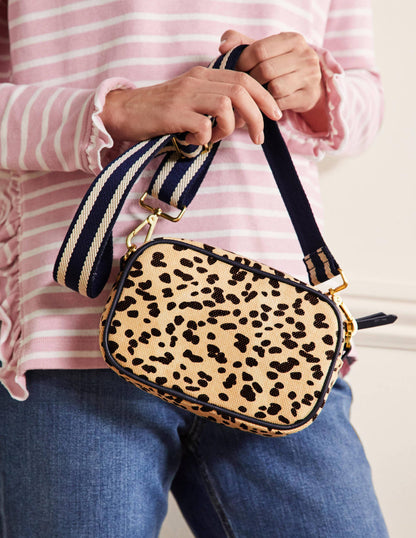Canvas Crossbody Bag-Natural Leopard-2