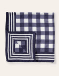 Silk Scarf-Navy, Gingham