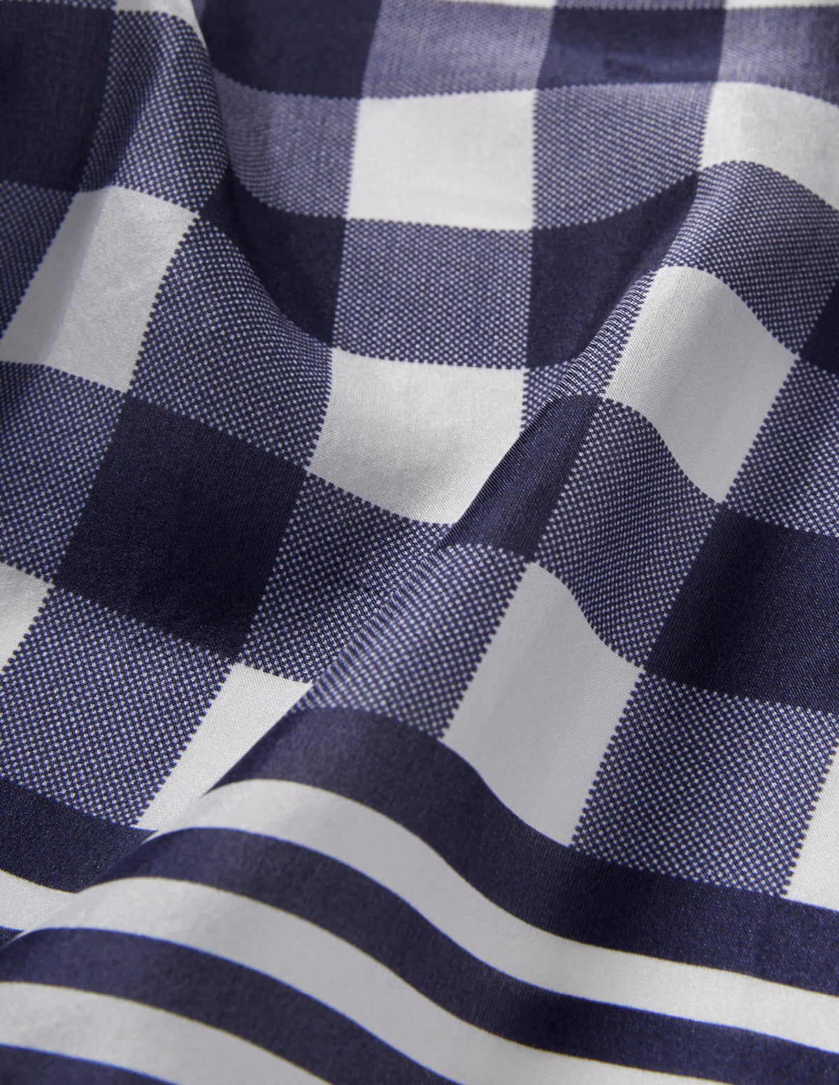 Silk Scarf-Navy, Gingham - Image 2