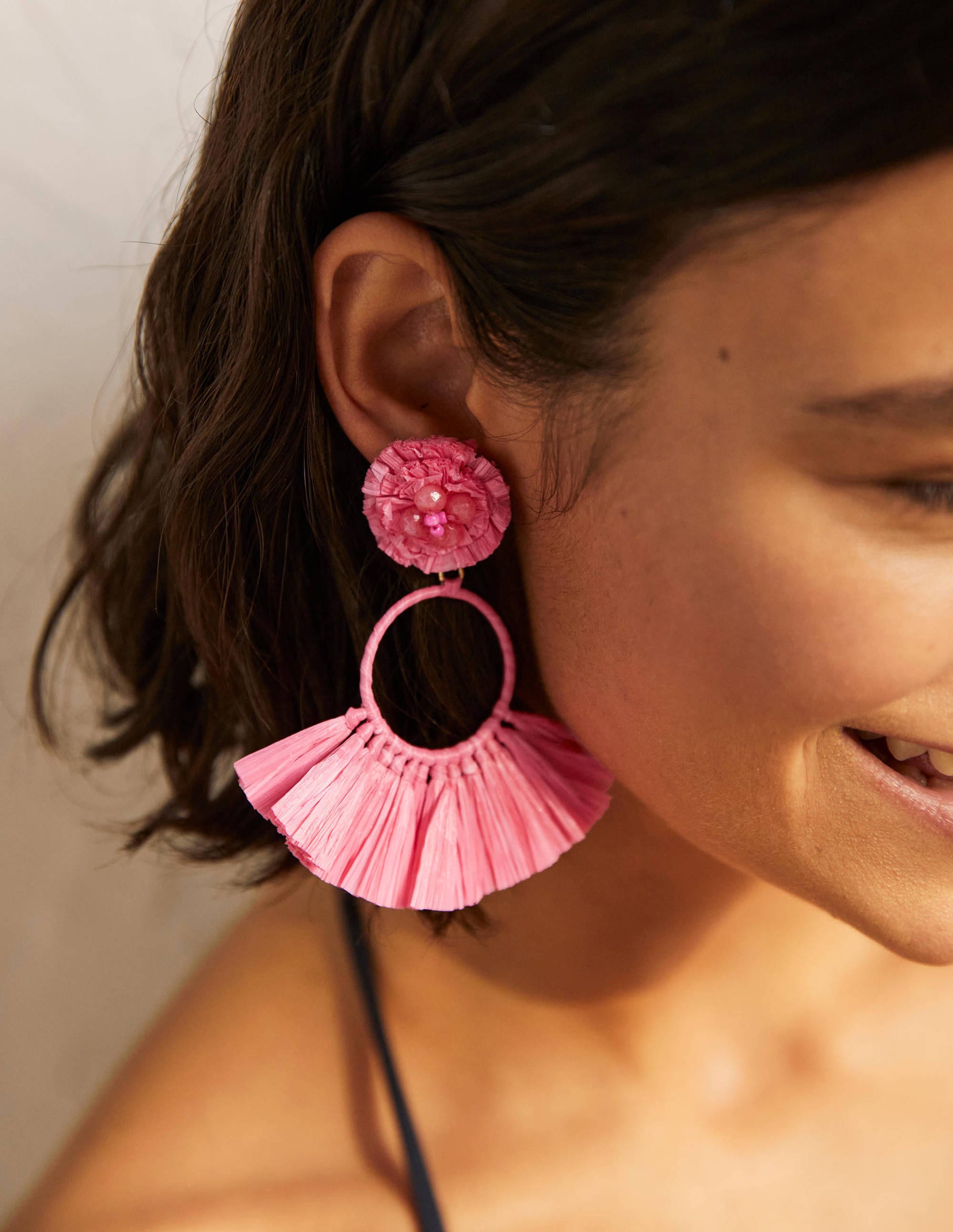 Tassel Ring Earrings-Formica Pink - Image 2