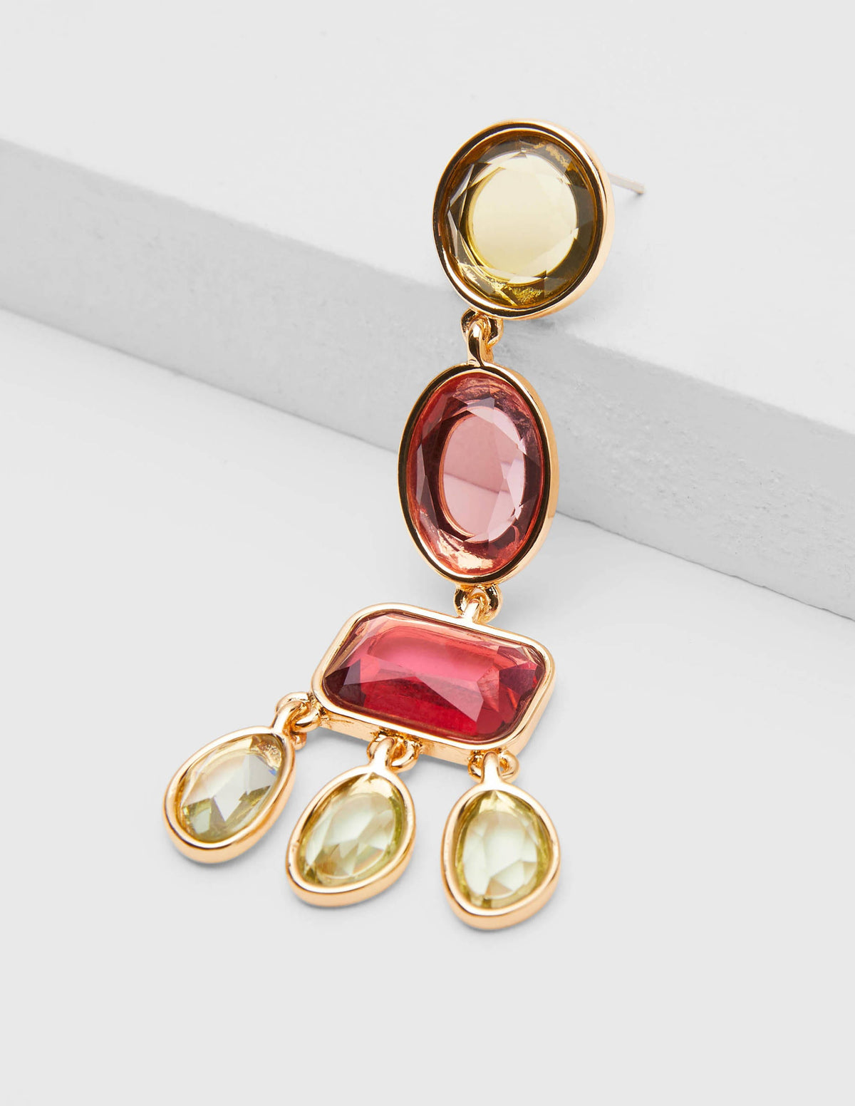 Jewelled Chandelier Earrings-Peach/Purple-2