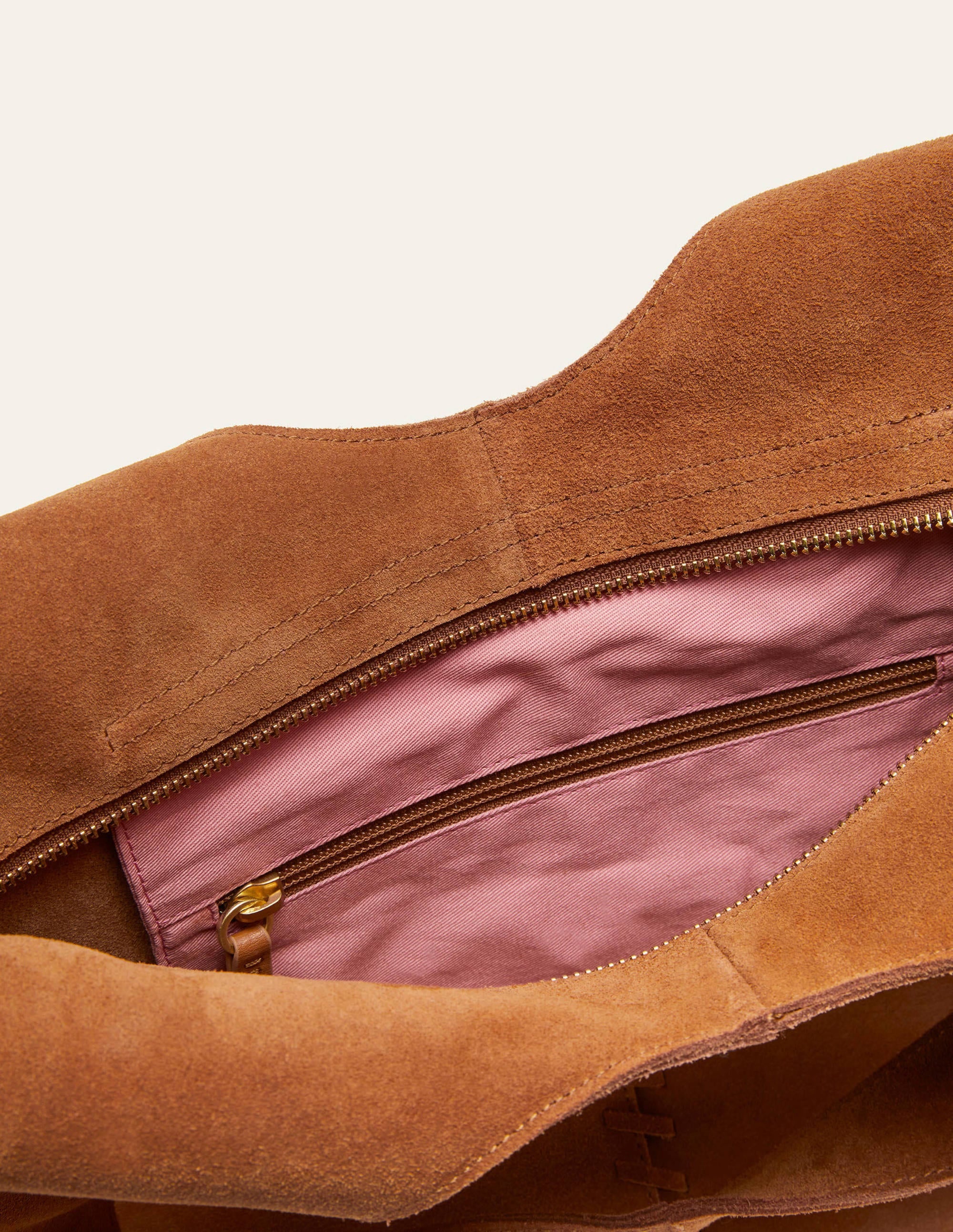 Suede Stitch Detail Hobo Bag-Tan - Image 2