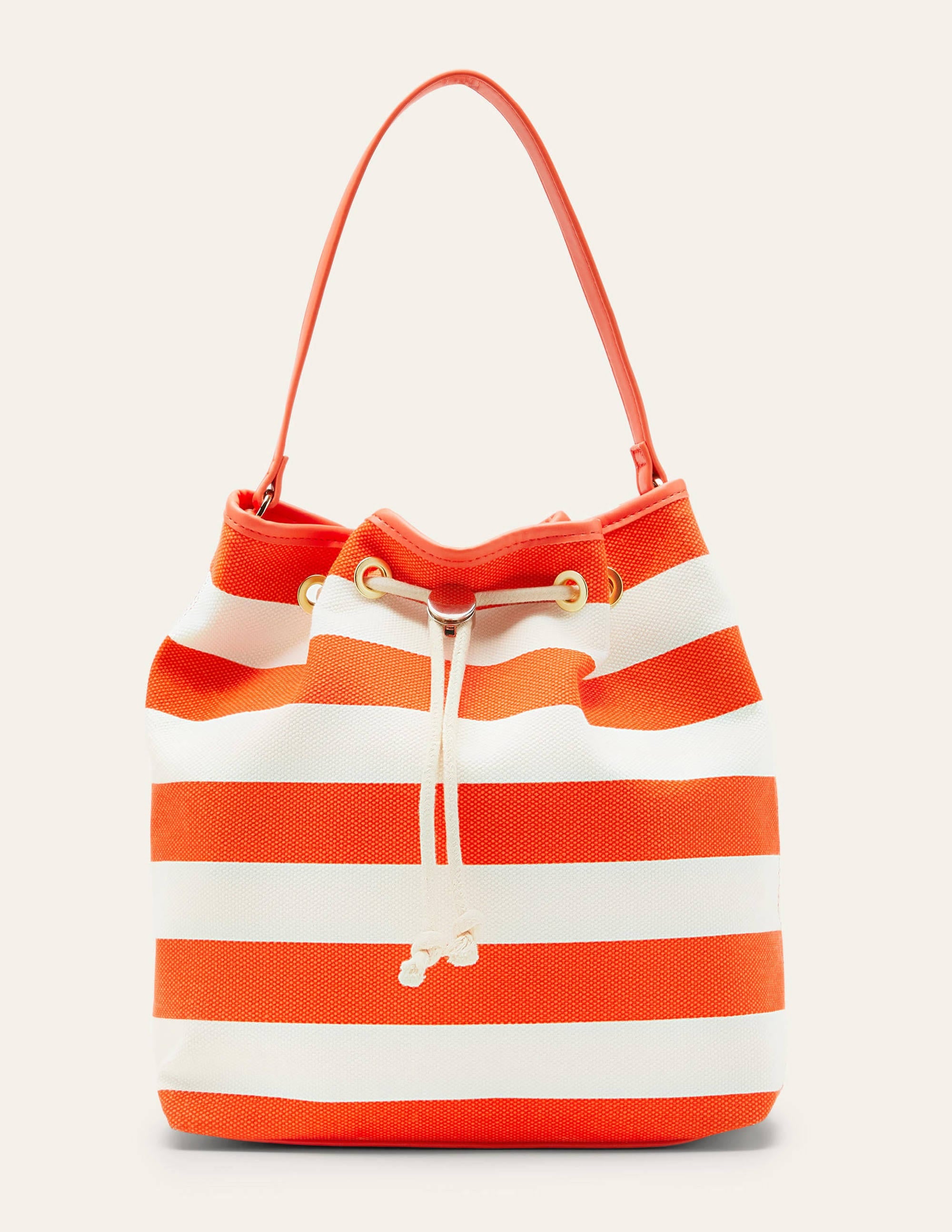 Canvas Drawstring Bucket Bag-Firecracker/Coastal Blue - Image 2