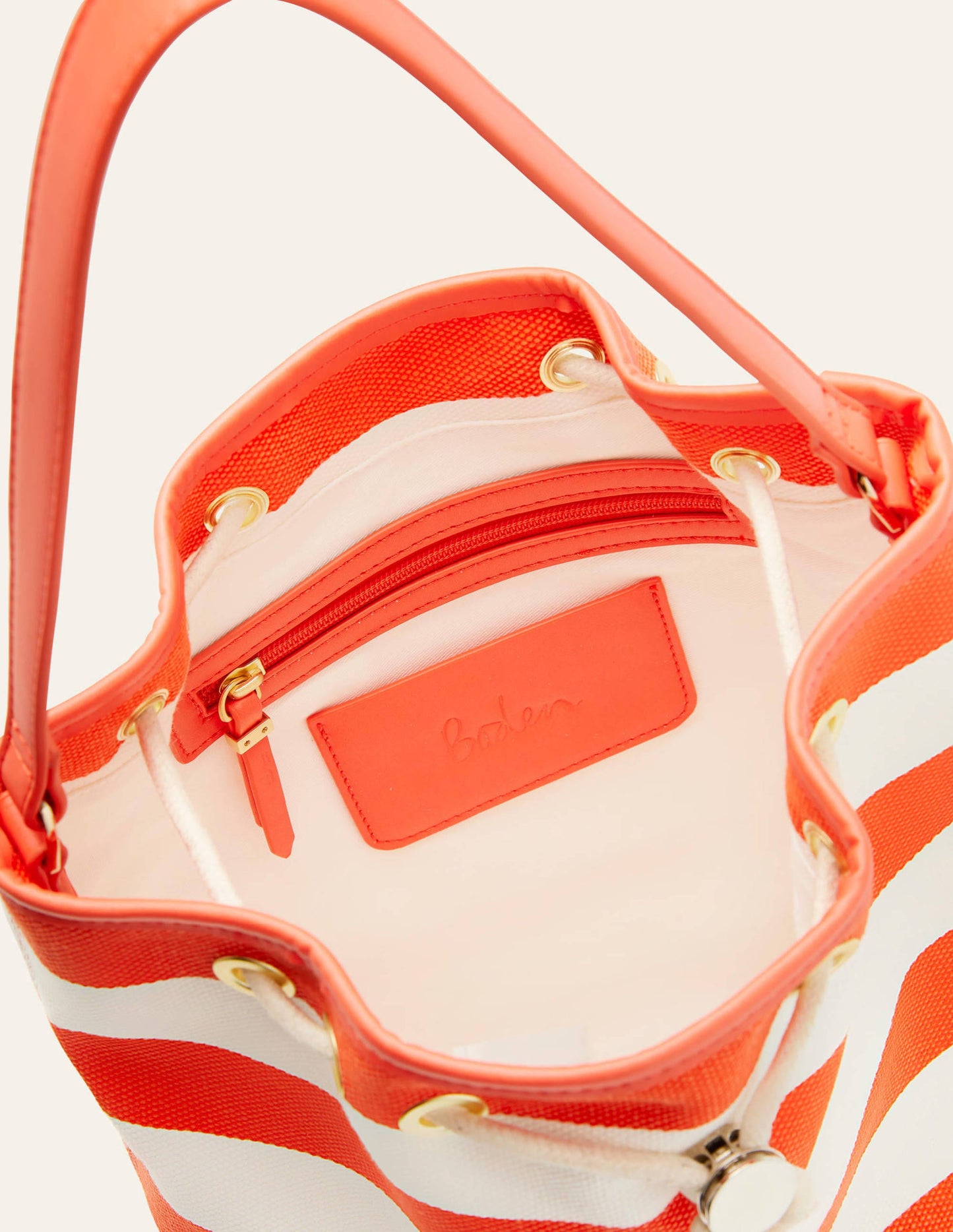 Canvas Drawstring Bucket Bag-Firecracker/Coastal Blue