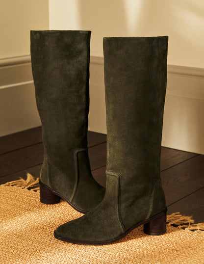 Suede Knee High Boots-Marsh-1