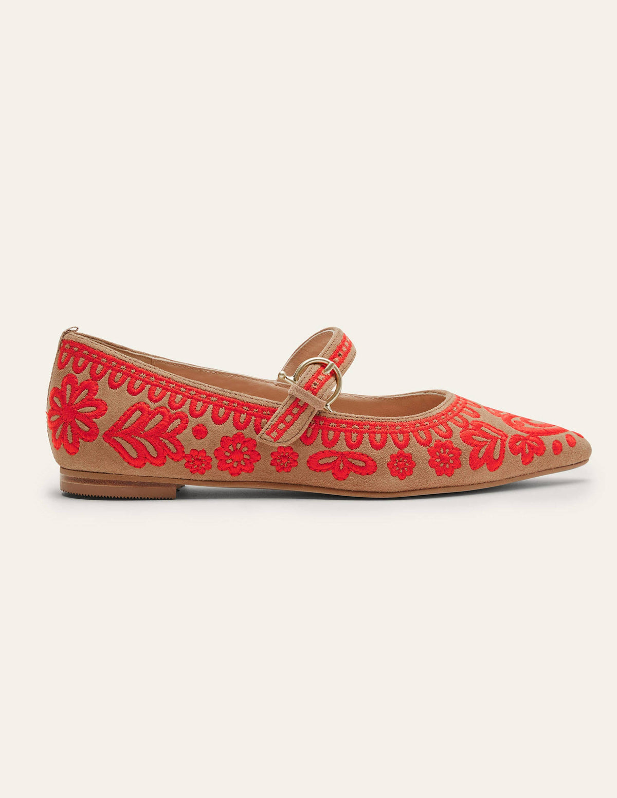 Pointed Toe Mary Jane Shoes-Acorn/Embroidery-2