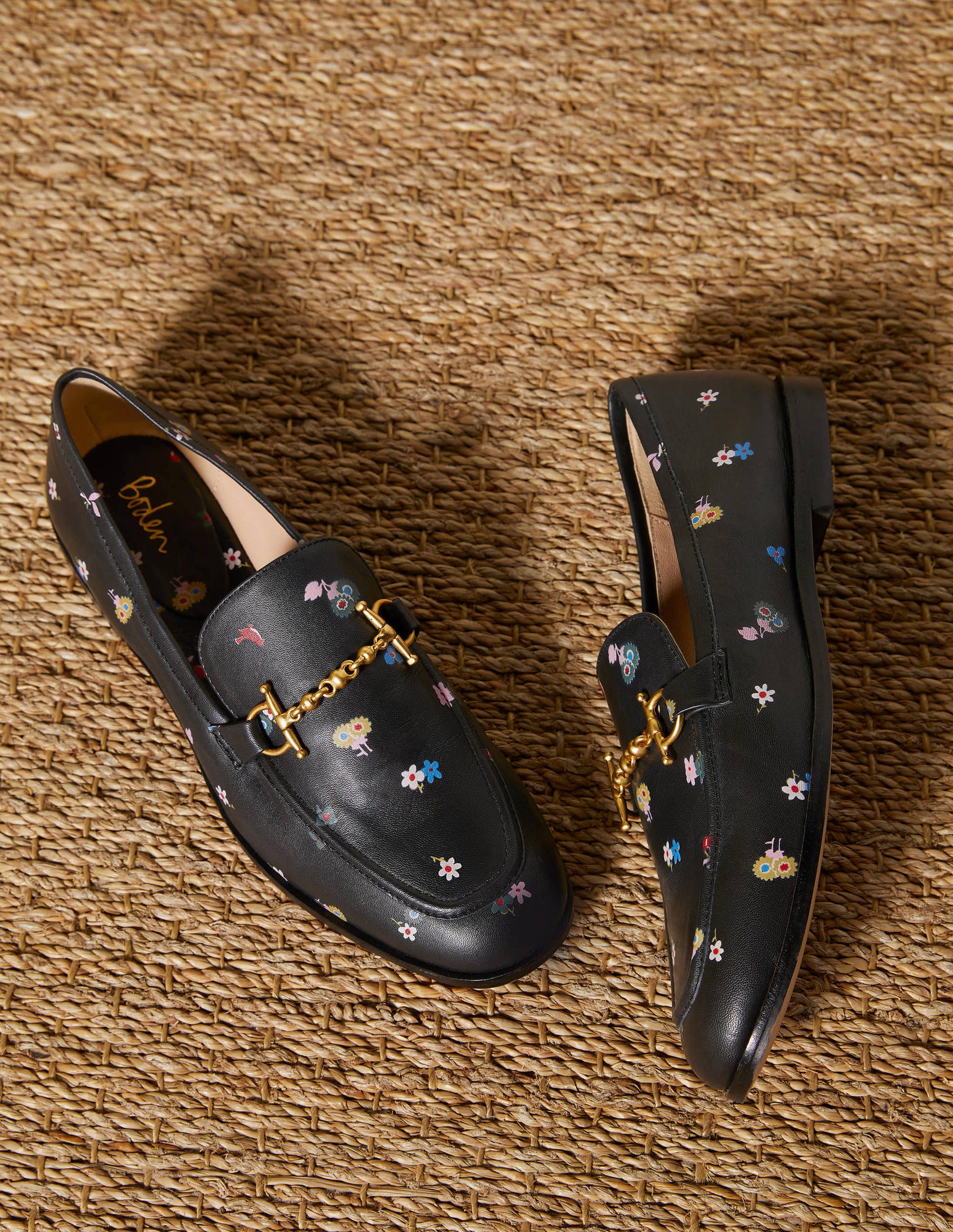 Snaffle Detail Leather Loafers-Black, Woodland Bud - Image 1