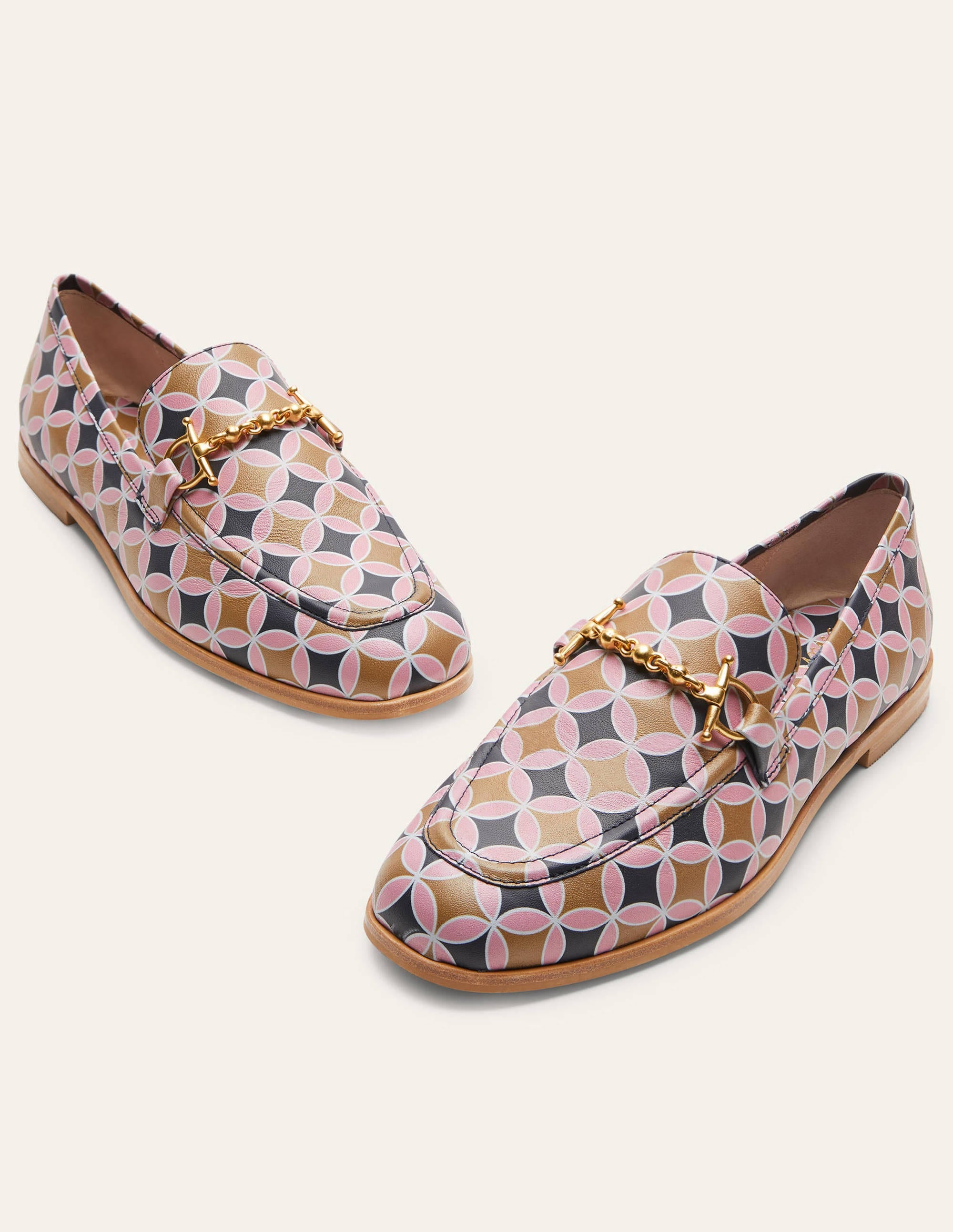 Snaffle Detail Leather Loafers-Camel, Spiro - Image 3