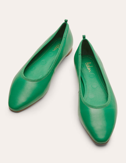 Almond Toe Ballerinas-Irish Green