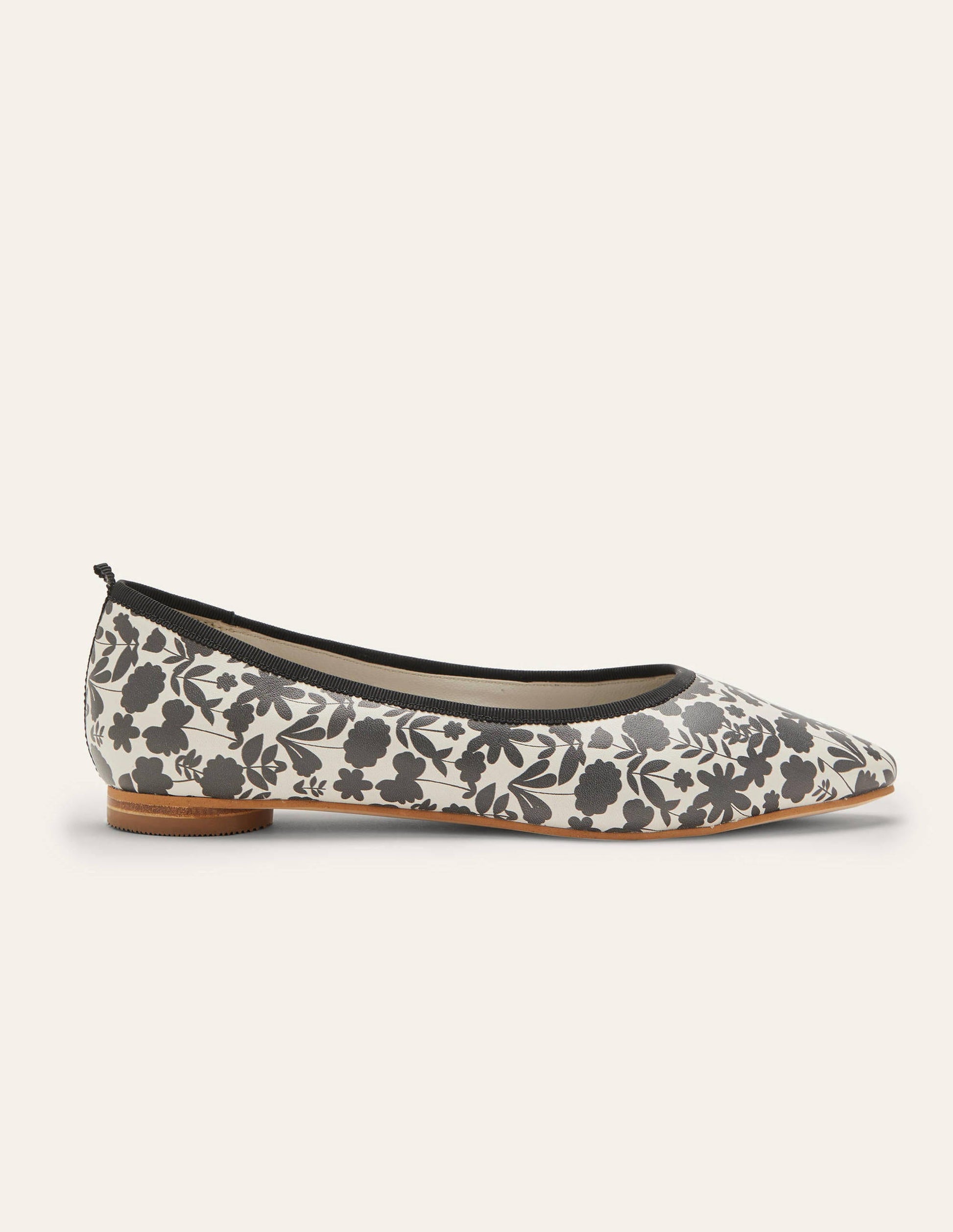 Almond Toe Ballerinas-Black, Flora Bloom Mono-2