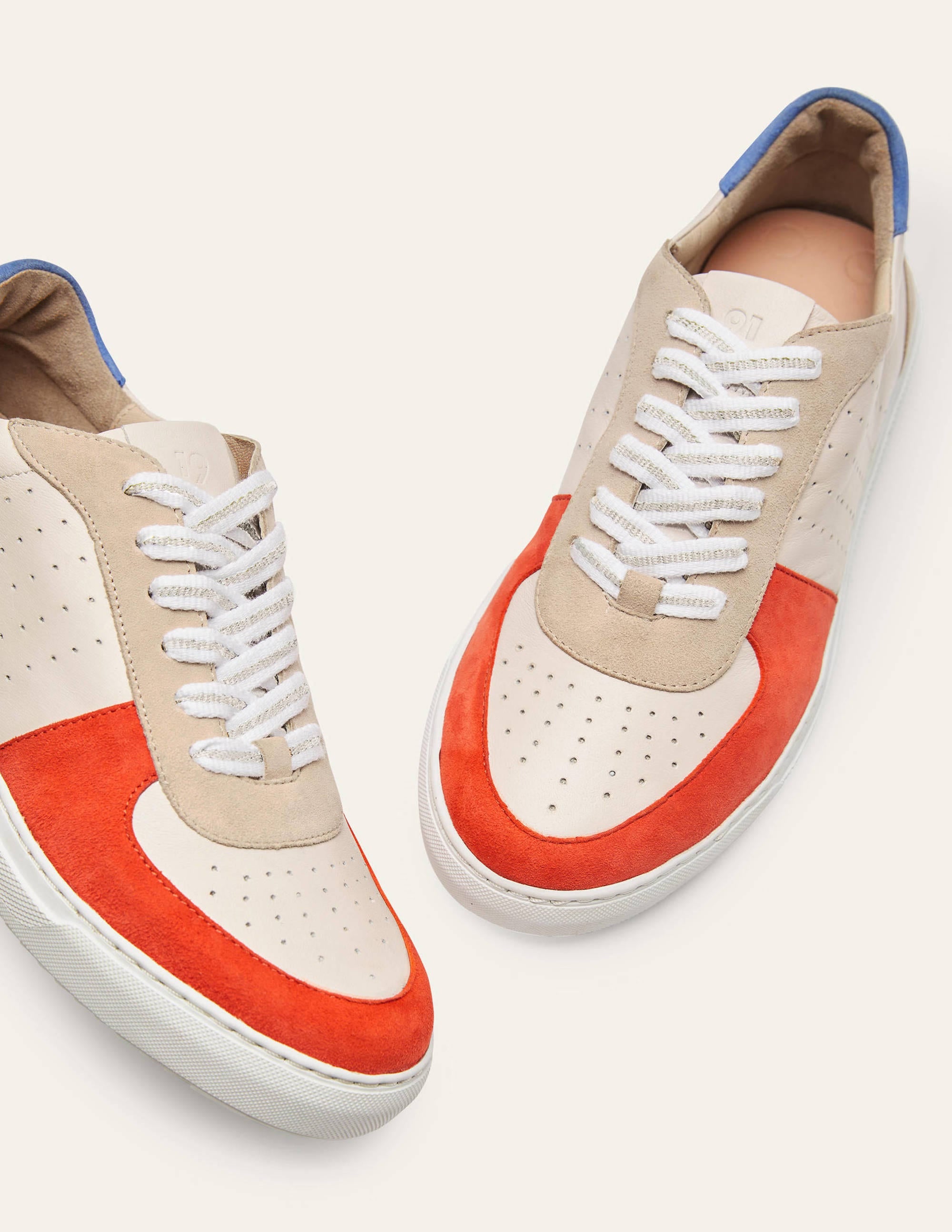 Lace Up Leather Trainers-Firecracker - Image 4