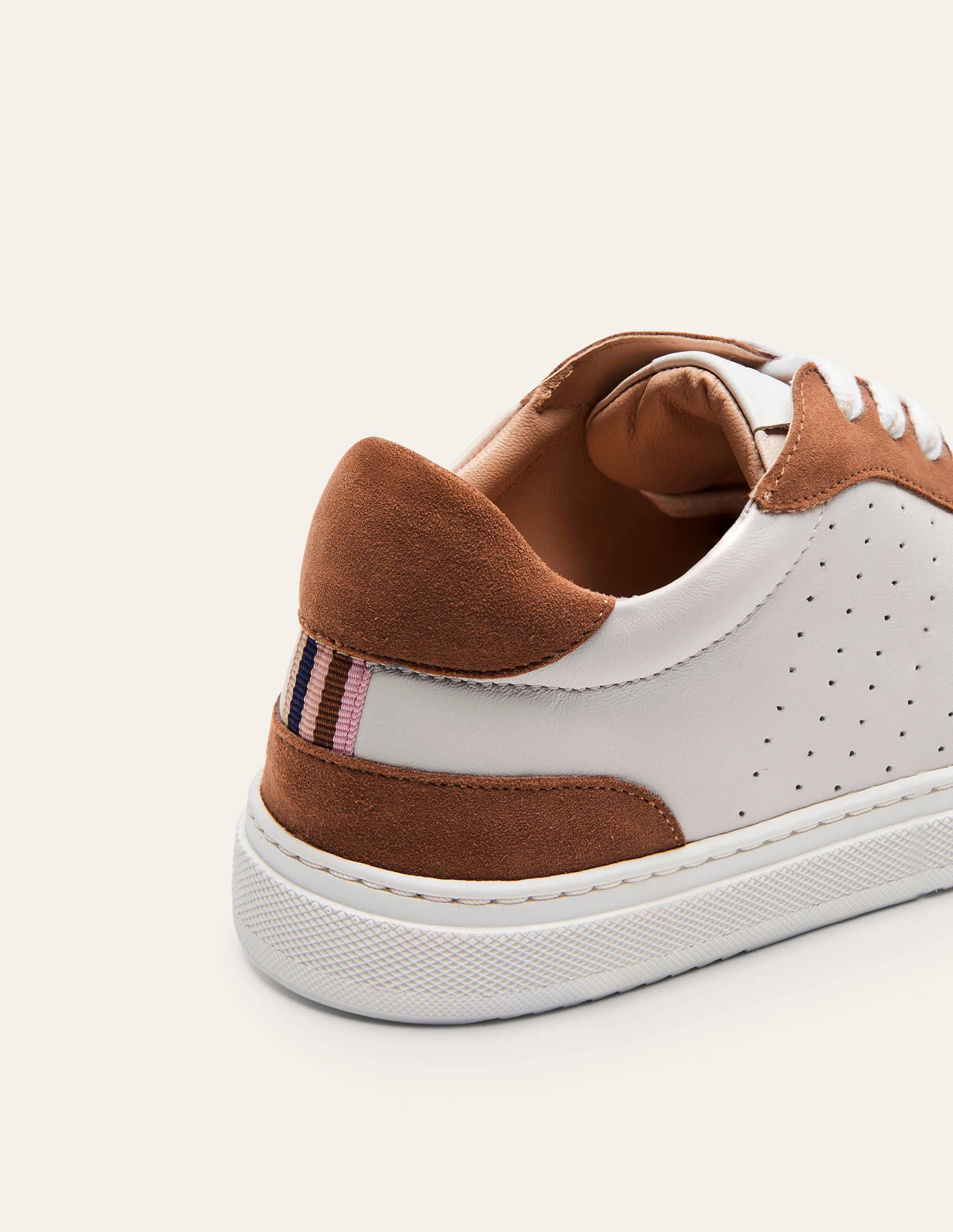 Lace Up Leather Trainers-Tan-3