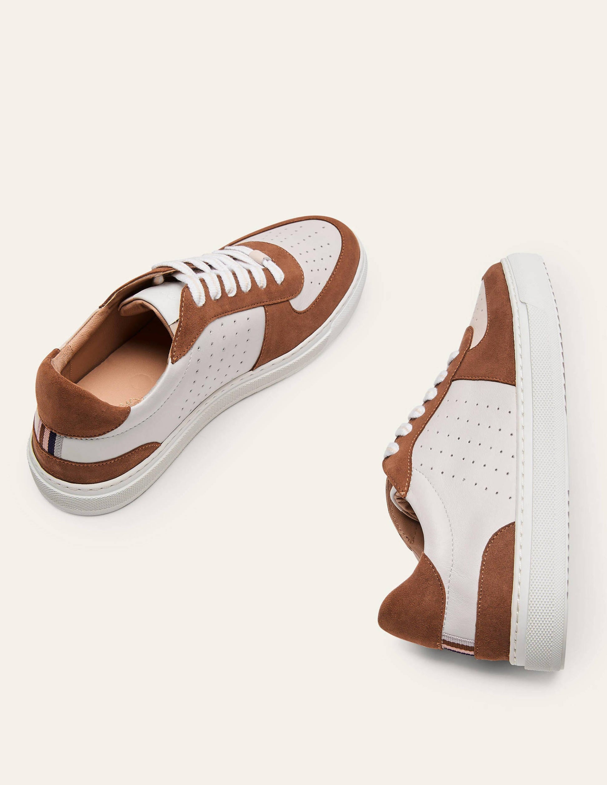 Lace Up Leather Trainers-Tan-4