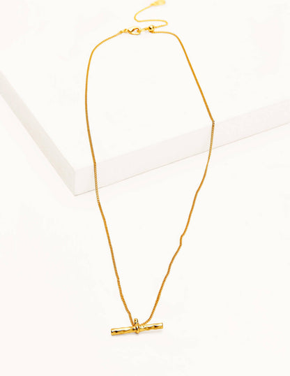 T-Bar Necklace-Gold Metallic-1