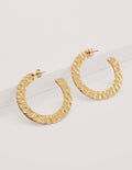 Hammered Hoop Earrings-Gold Metallic