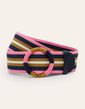 Webbing Detail Waist Belt-Navy Stripe