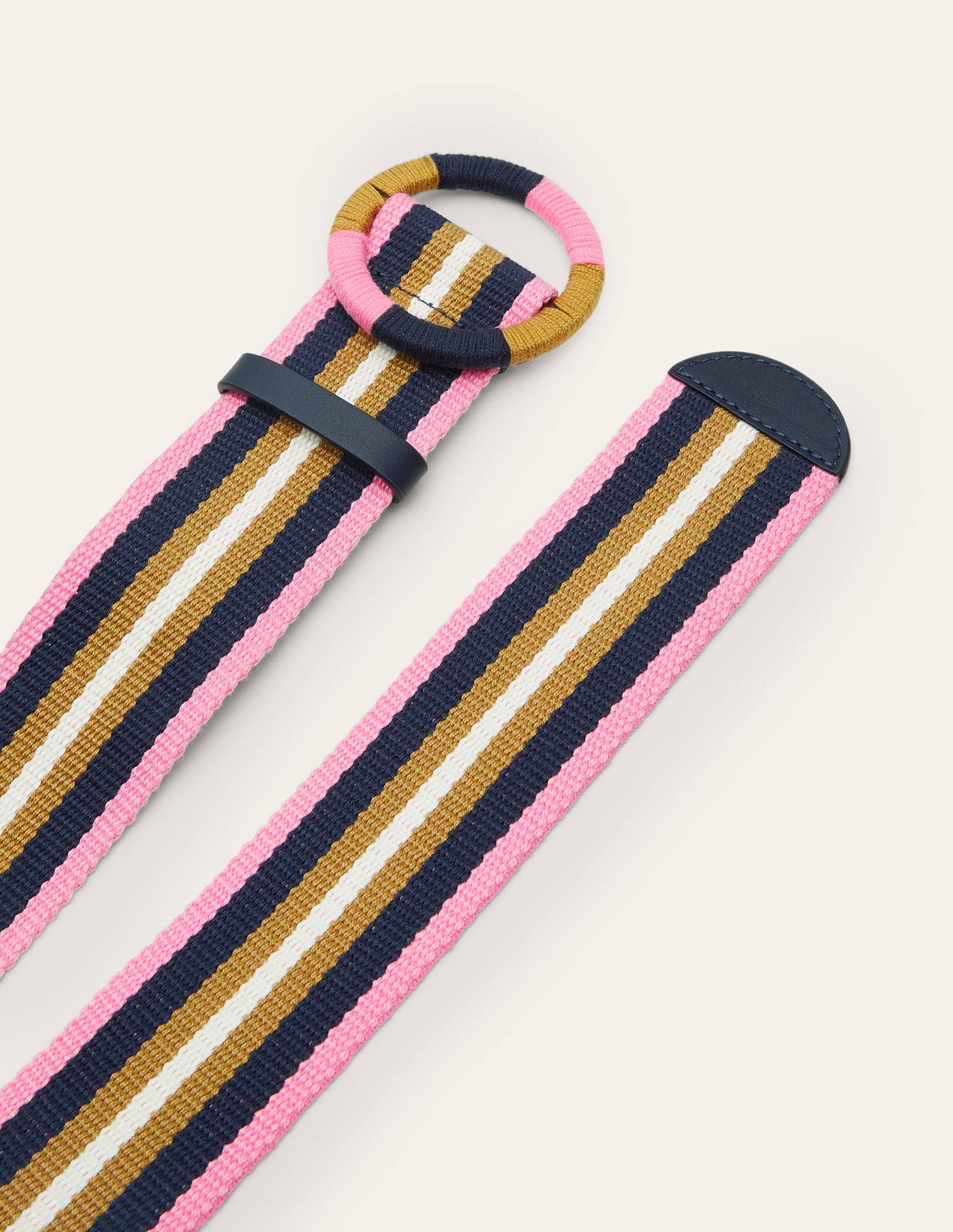 Webbing Detail Waist Belt-Navy Stripe-2